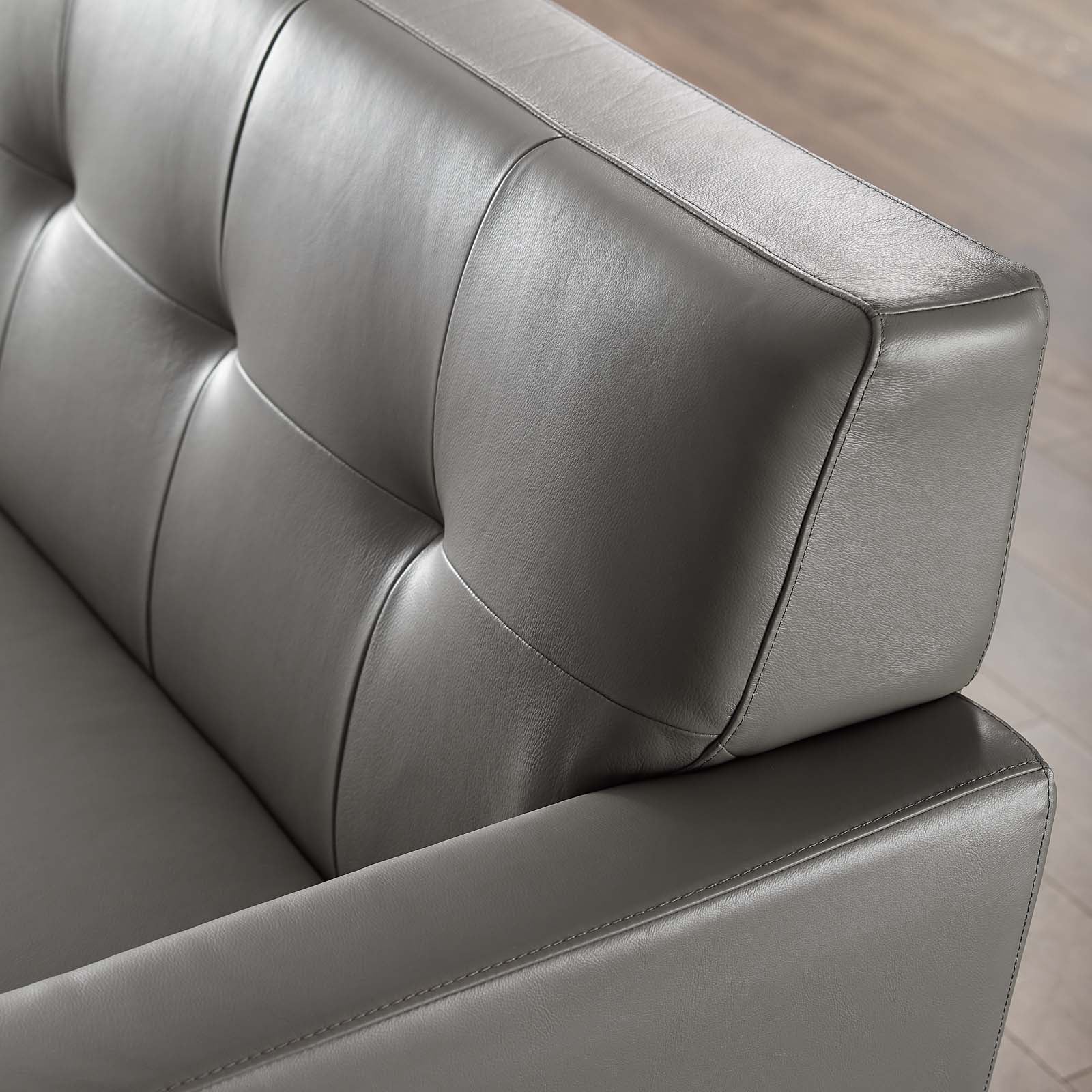 Modway Sofas & Couches - Engage Top-Grain Leather Living Room Lounge Sofa Gray