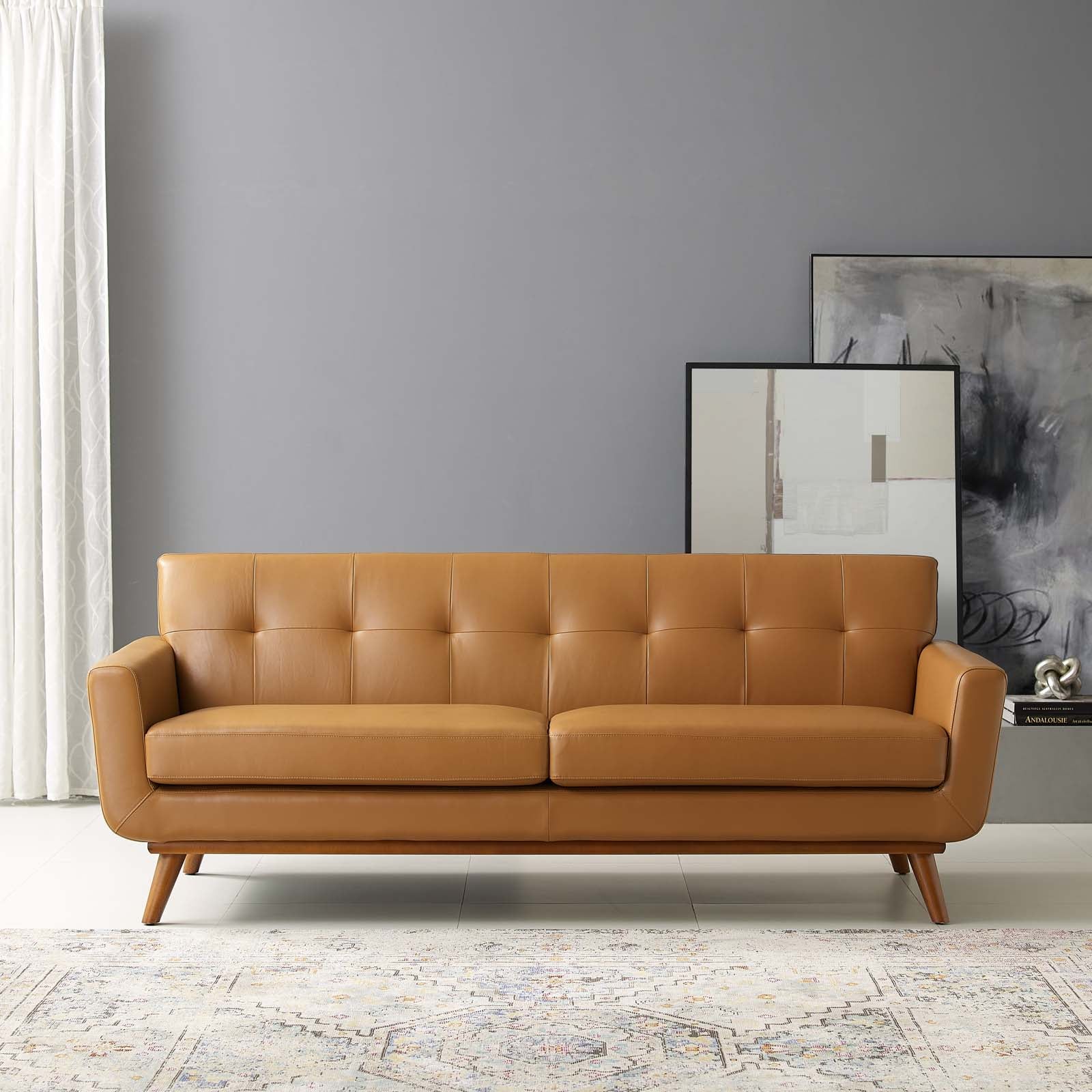 Modway Sofas & Couches - Engage Leather Sofa Tan