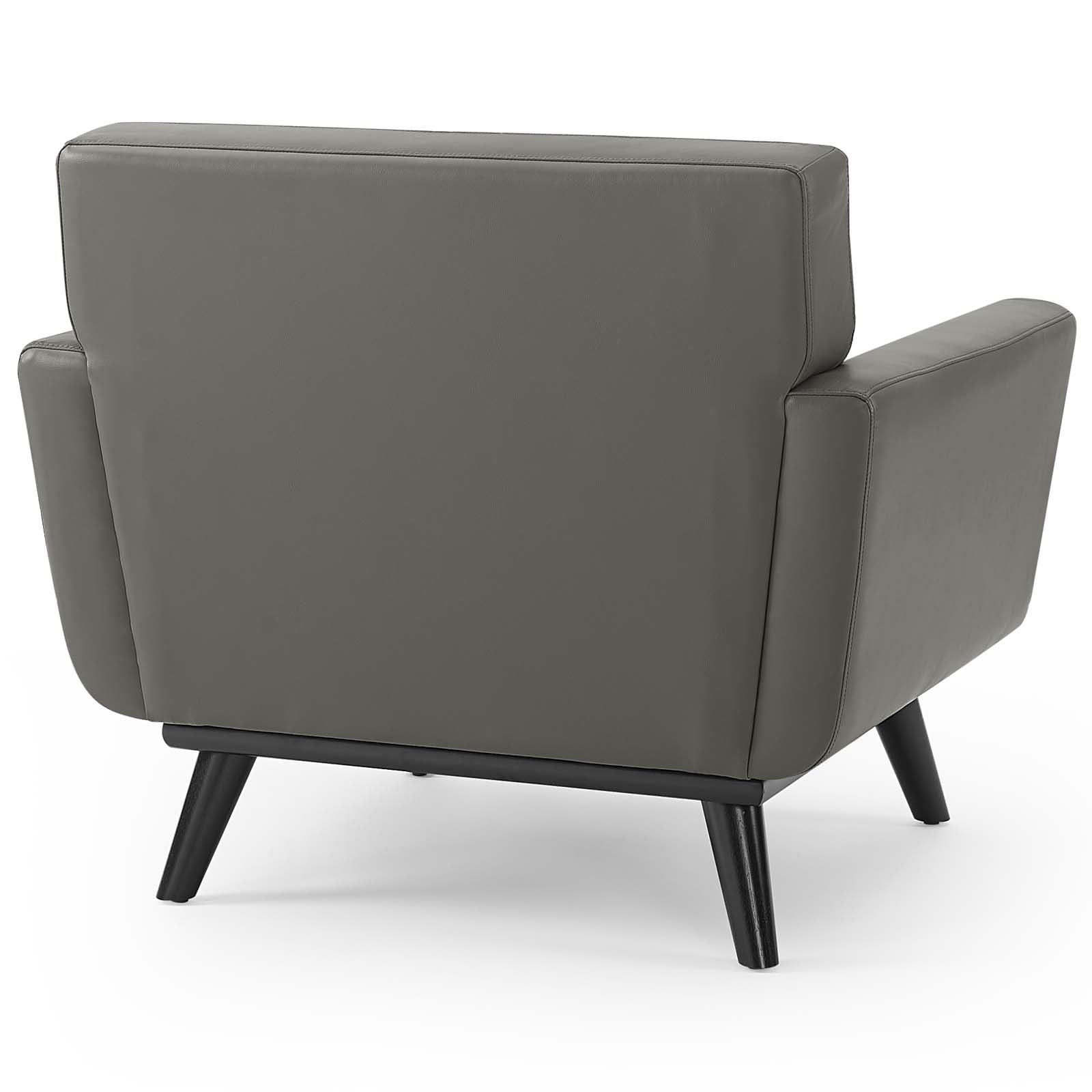 Modway Accent Chairs - Engage Top-Grain Leather Living Room Lounge Accent Armchair Gray