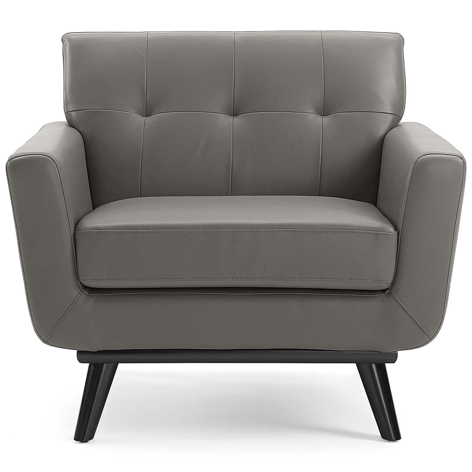 Modway Accent Chairs - Engage Top-Grain Leather Living Room Lounge Accent Armchair Gray