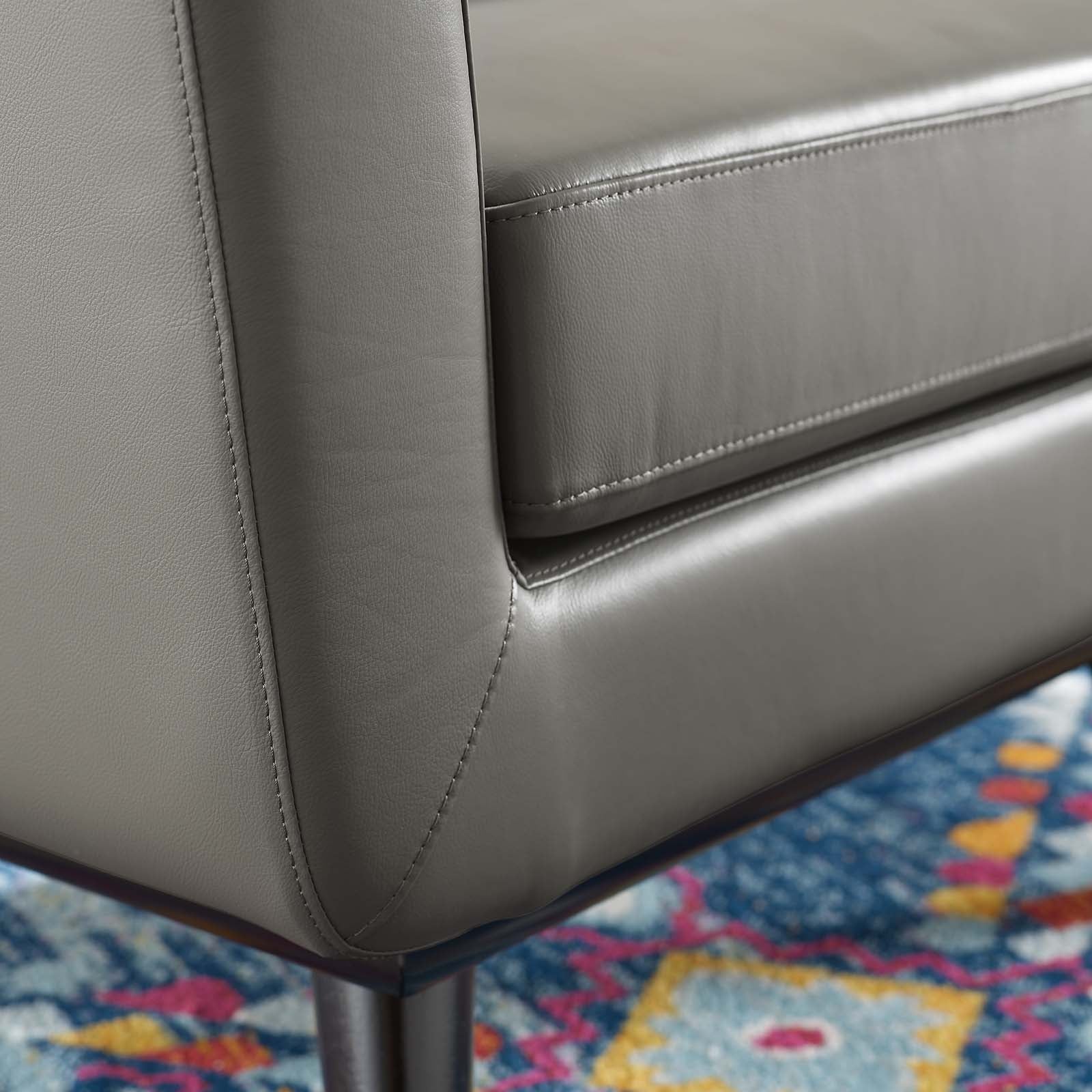 Modway Accent Chairs - Engage Top-Grain Leather Living Room Lounge Accent Armchair Gray