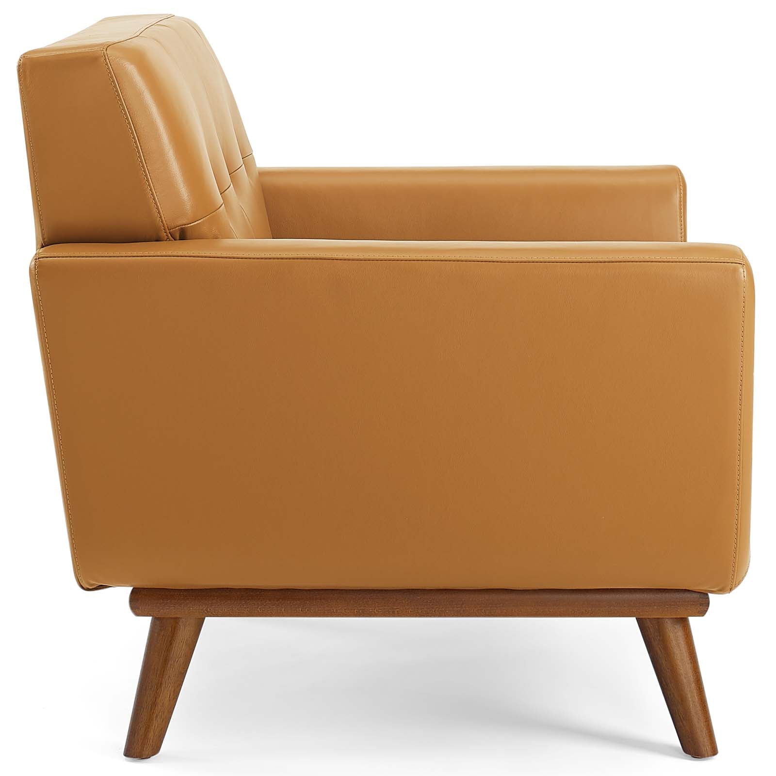 Modway Accent Chairs - Engage Top-Grain Leather Living Room Lounge Accent Armchair Tan