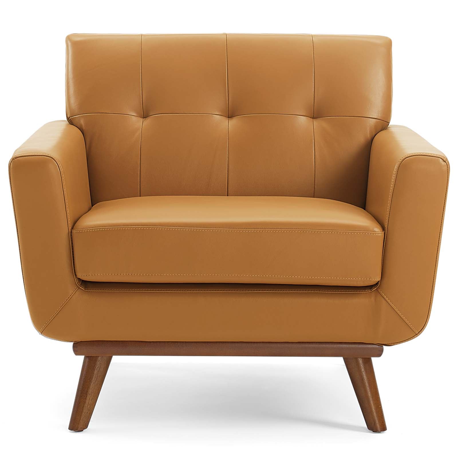 Modway Accent Chairs - Engage Top-Grain Leather Living Room Lounge Accent Armchair Tan
