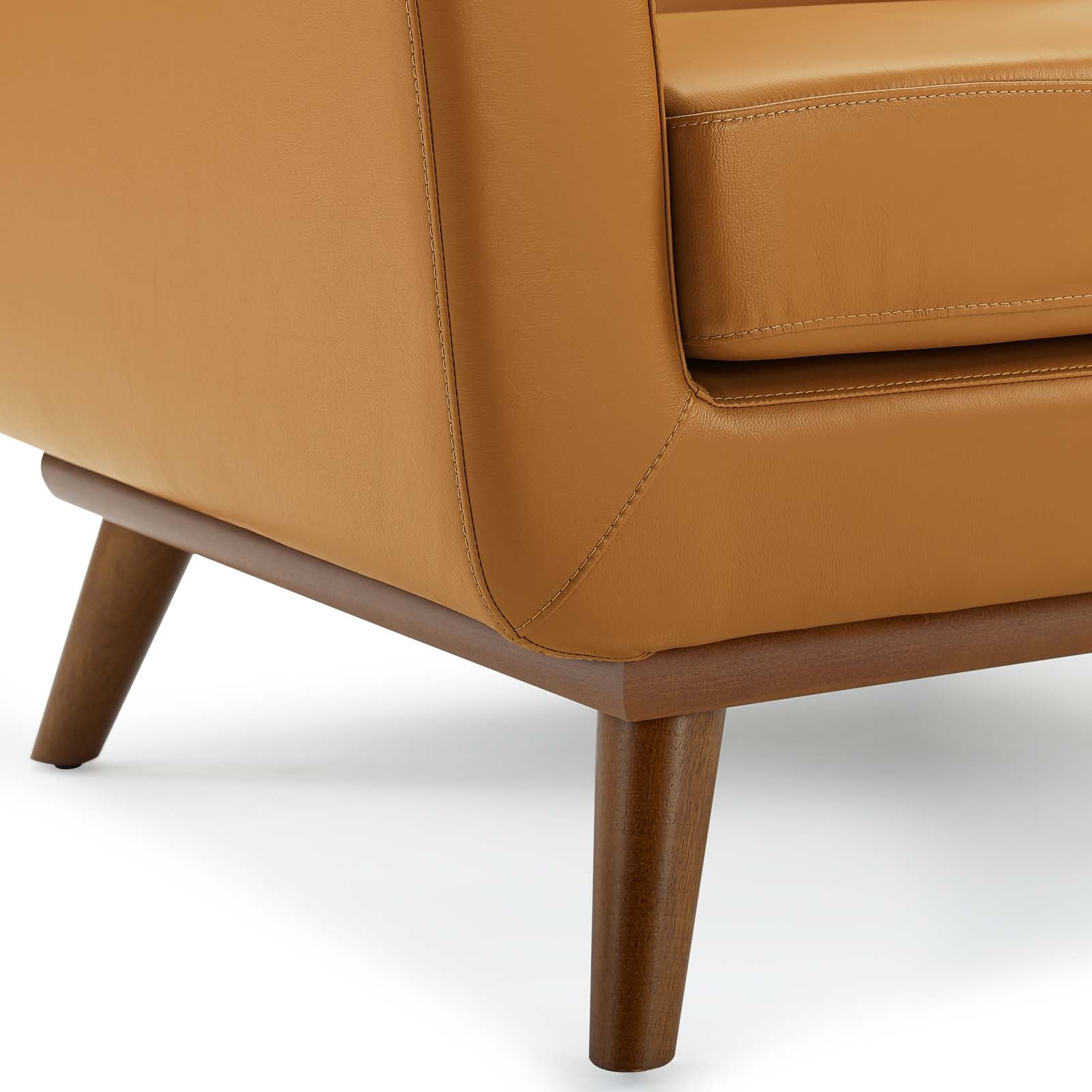 Modway Accent Chairs - Engage Top-Grain Leather Living Room Lounge Accent Armchair Tan