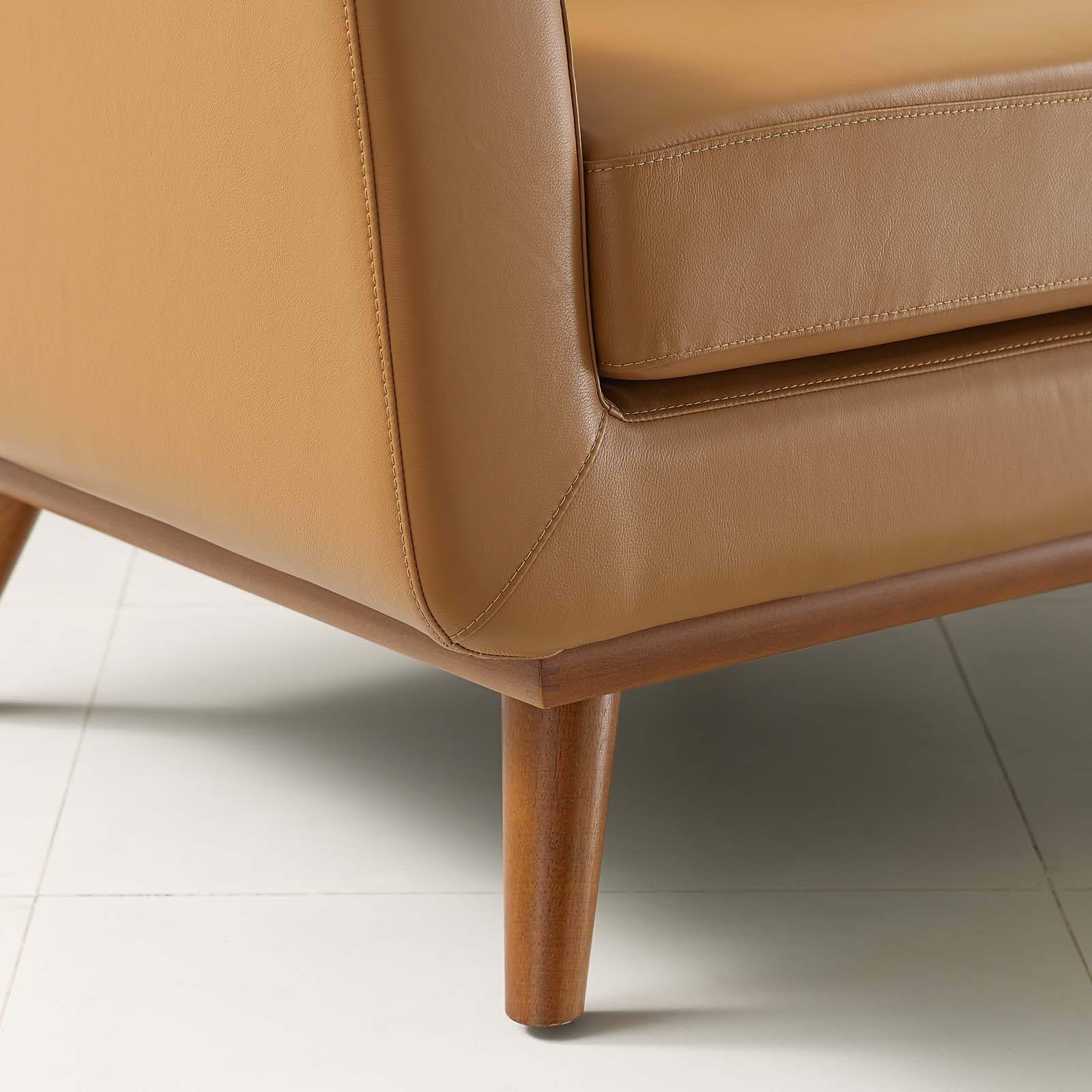 Modway Accent Chairs - Engage Top-Grain Leather Living Room Lounge Accent Armchair Tan