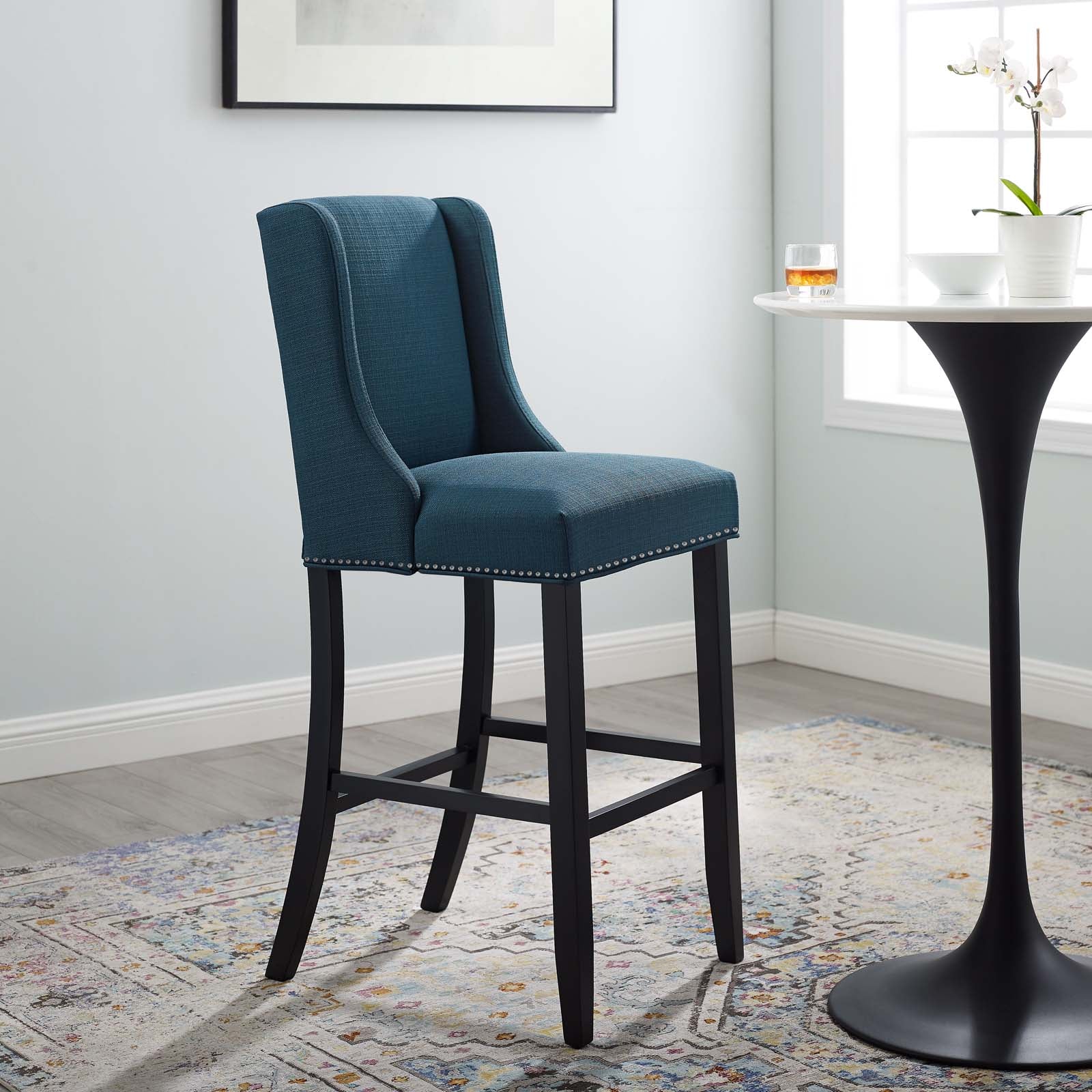 Modway Barstools - Baron Upholstered Fabric Bar Stool Azure