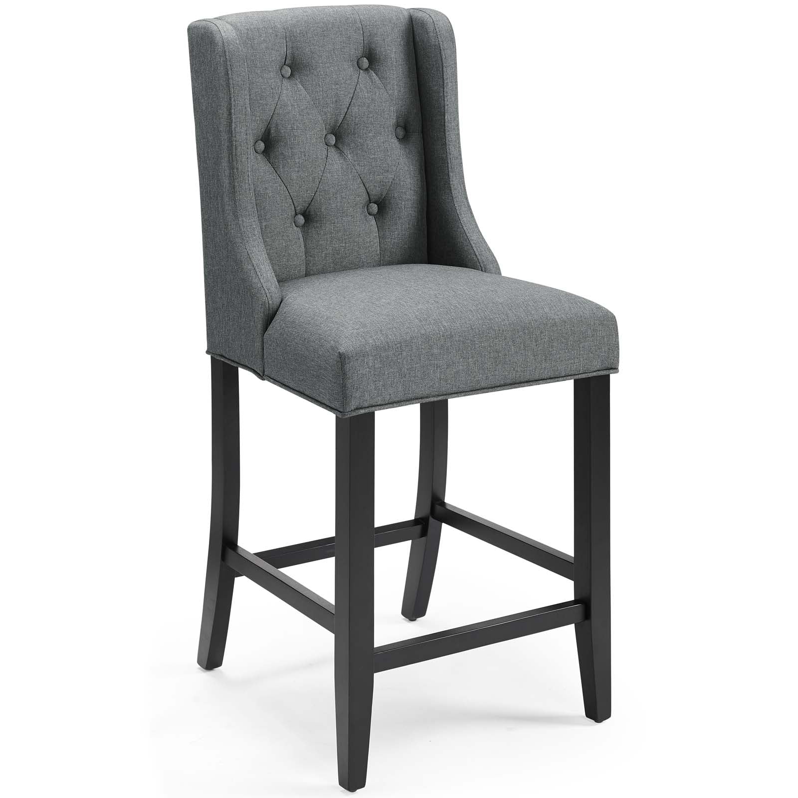 Modway Barstools - Baronet Tufted Button Upholstered Fabric Counter Stool Gray