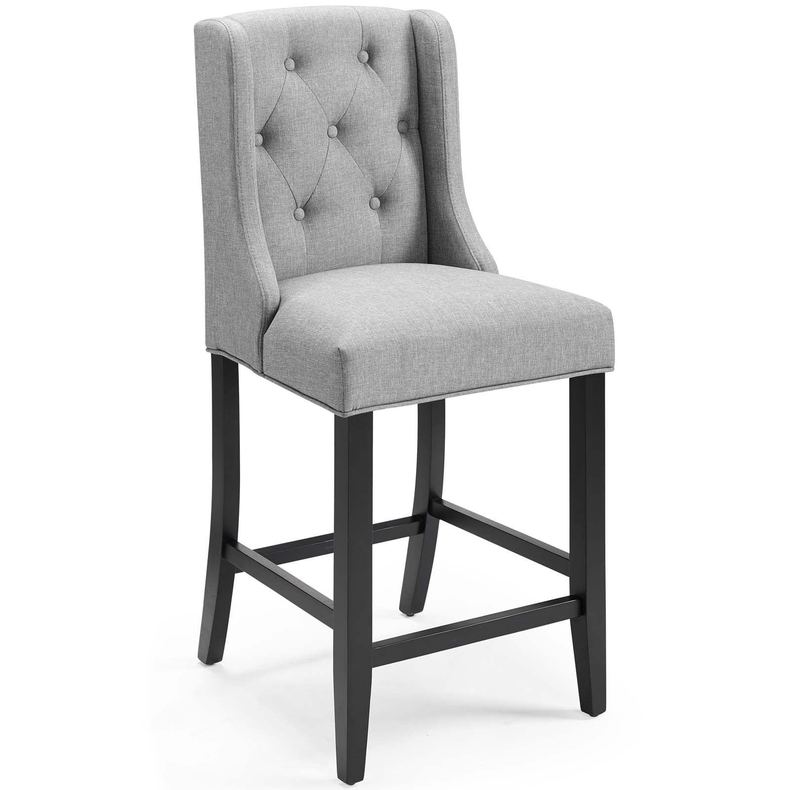 Modway Barstools - Baronet Tufted Button Upholstered Fabric Counter Stool Light Gray