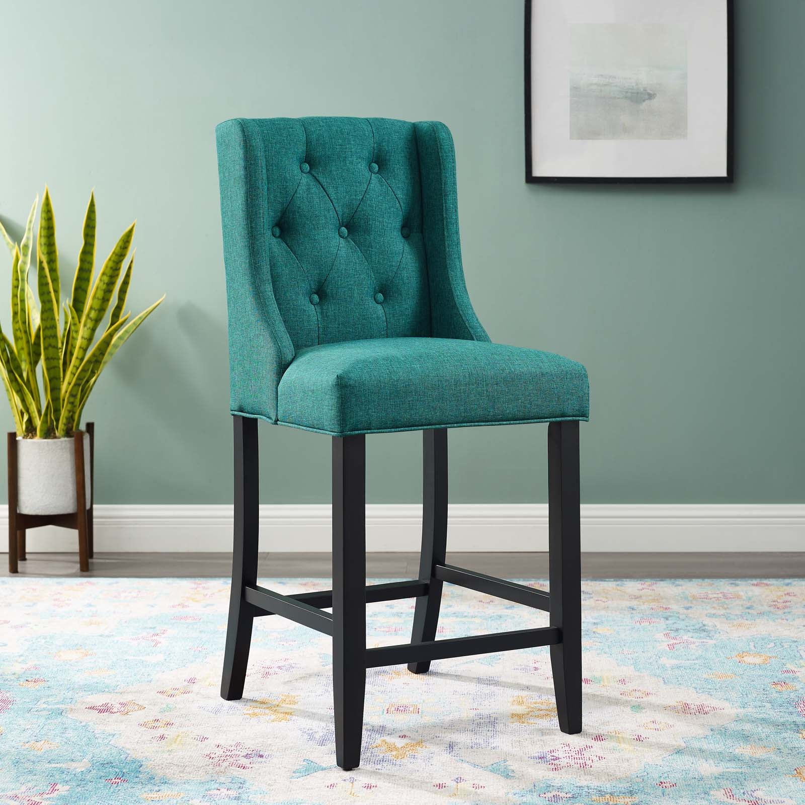 Modway Barstools - Baronet Tufted Button Counter Stool Teal
