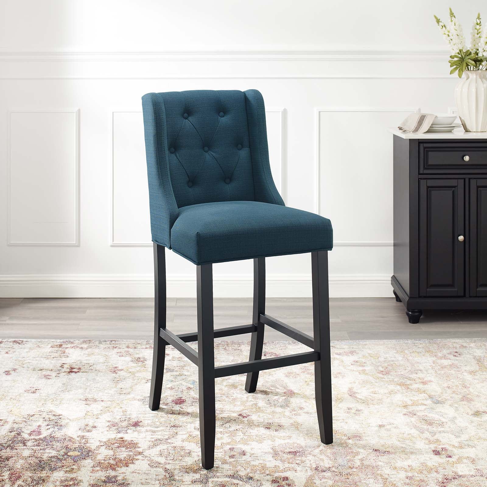 Modway Barstools - Baronet Tufted Button Upholstered Fabric Bar Stool Azure
