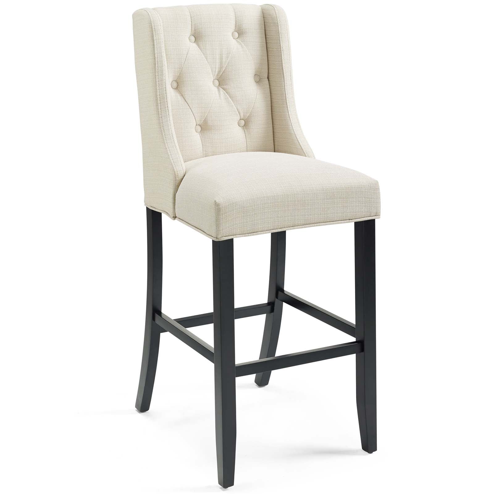 Modway Barstools - Baronet Tufted Button Upholstered Fabric Bar Stool Beige