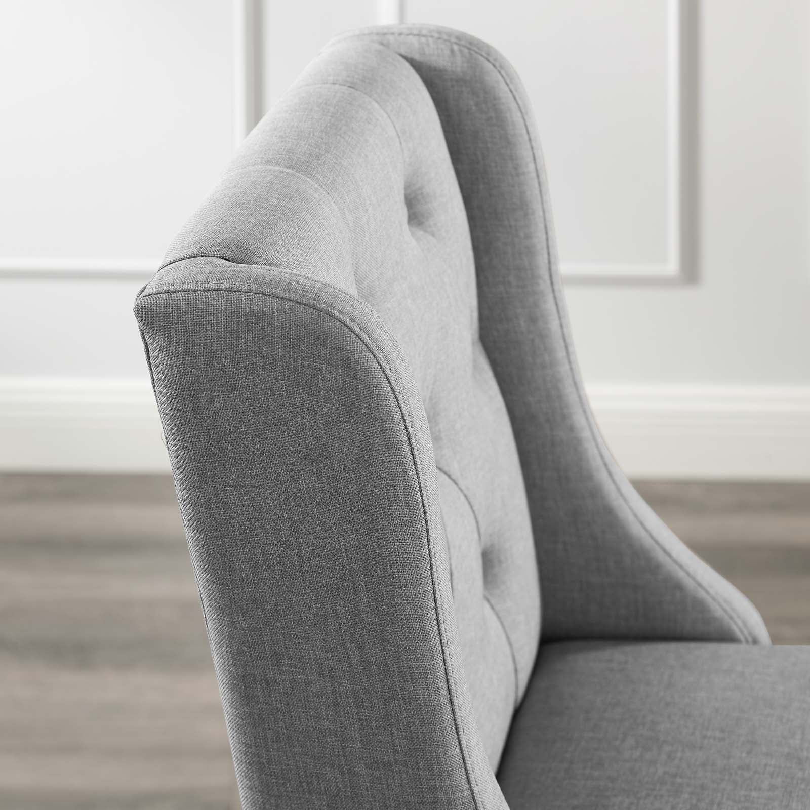 Modway Barstools - Baronet Tufted Button Upholstered Fabric Bar Stool Light Gray