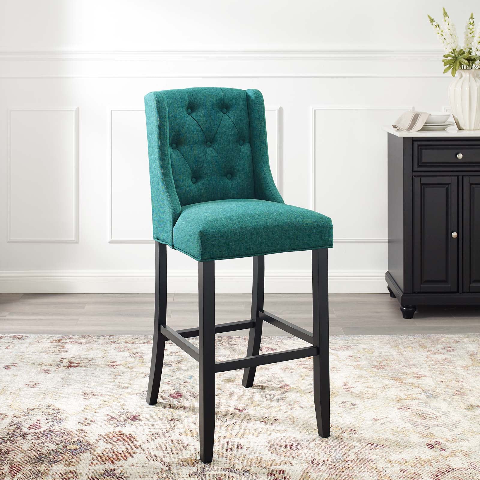 Modway Barstools - Baronet Fabric Bar Stool Teal