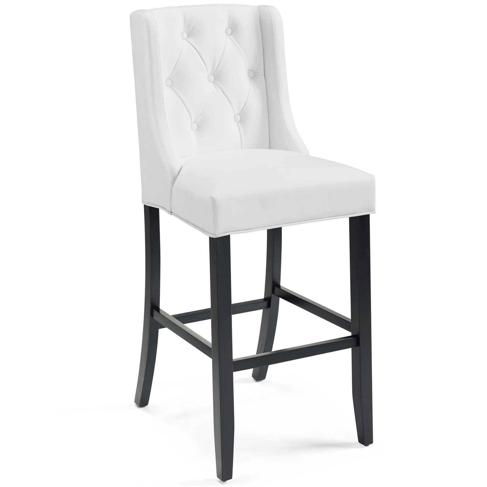Modway Barstools - Baronet Button Faux Leather Bar Stool White