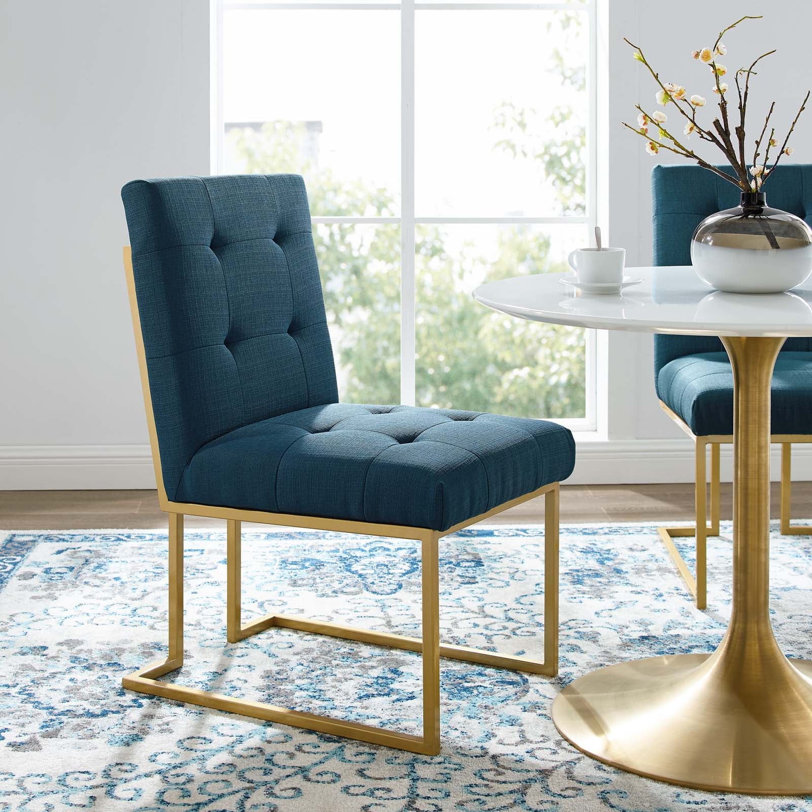 Modway Dining Chairs - Privy Dining Accent Chair Gold & Azure