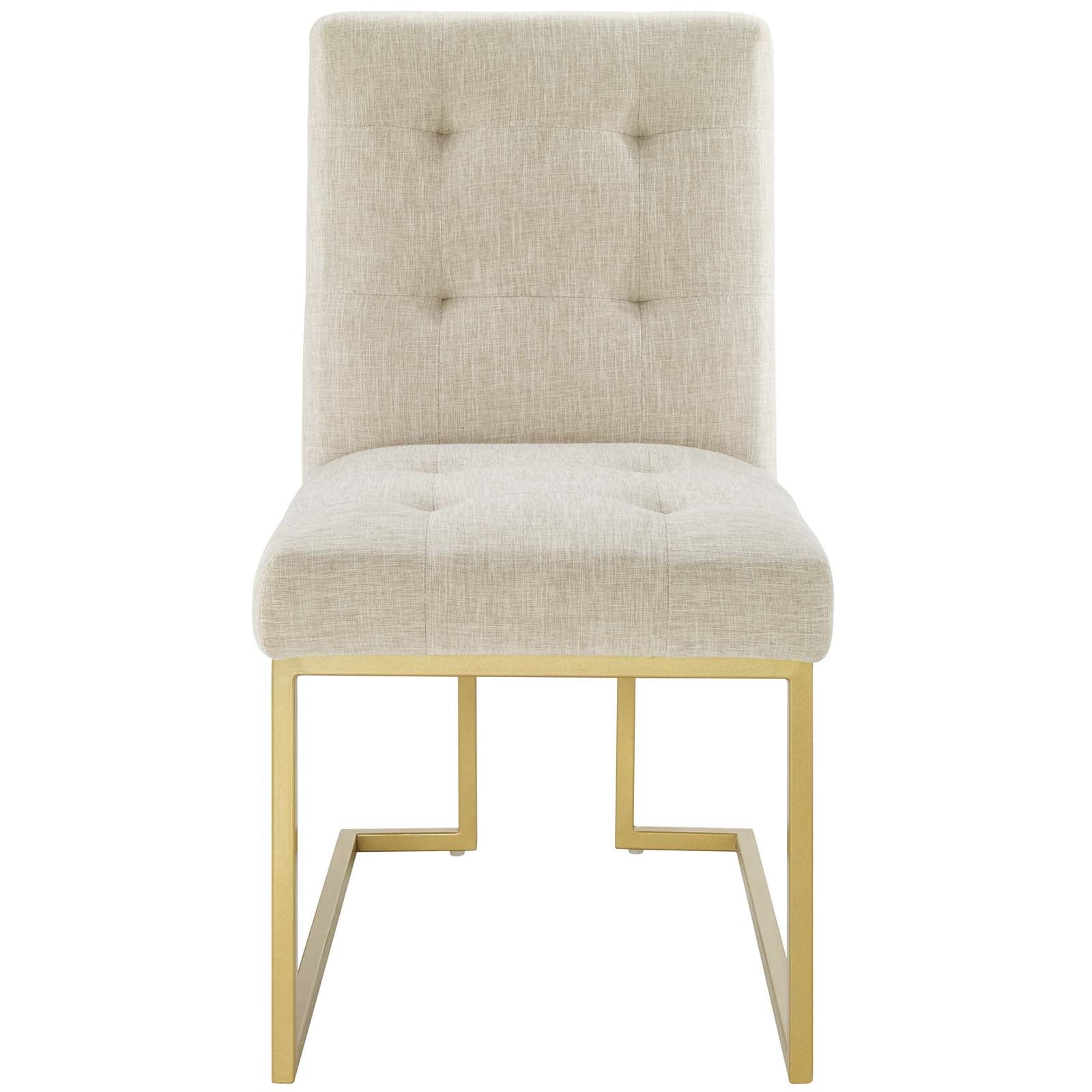 Modway Dining Chairs - Privy Gold Stainless Steel Upholstered Fabric Dining Accent Chair Gold Beige