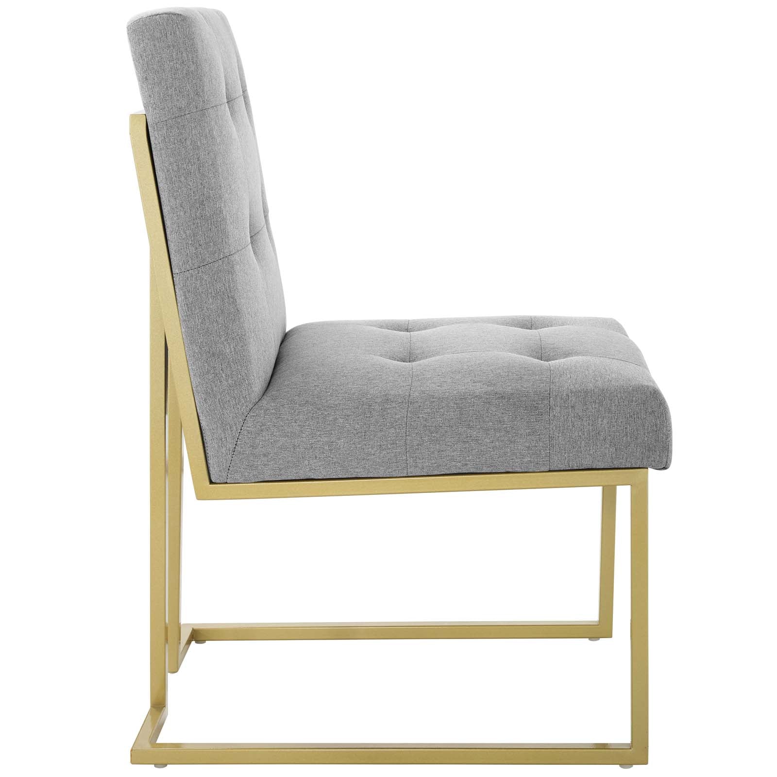 Modway Dining Chairs - Privy Gold Stainless Steel Upholstered Fabric Dining Accent Chair Gold Light Gray