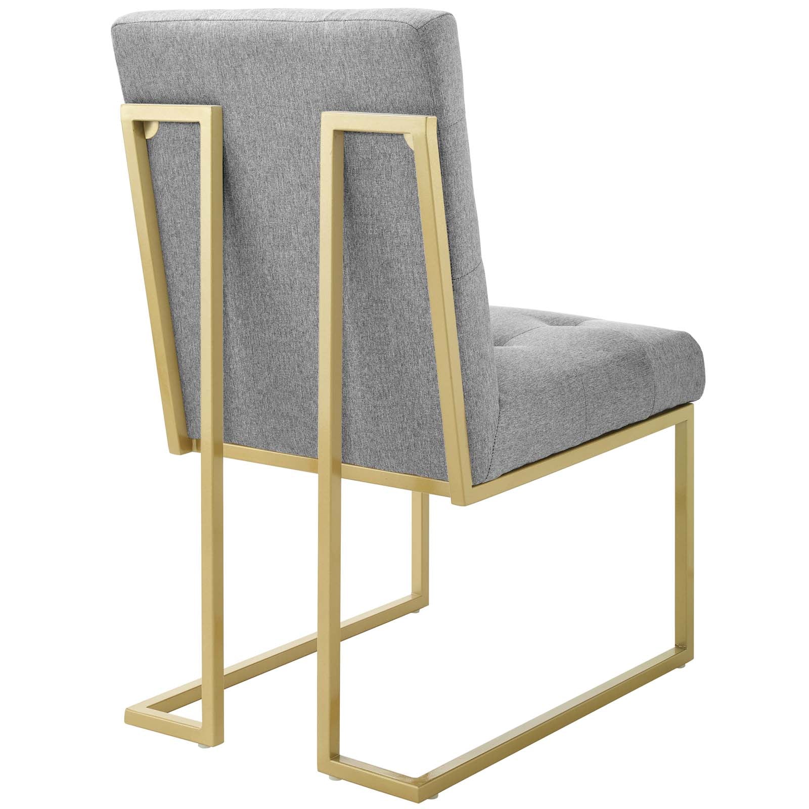 Modway Dining Chairs - Privy Gold Stainless Steel Upholstered Fabric Dining Accent Chair Gold Light Gray