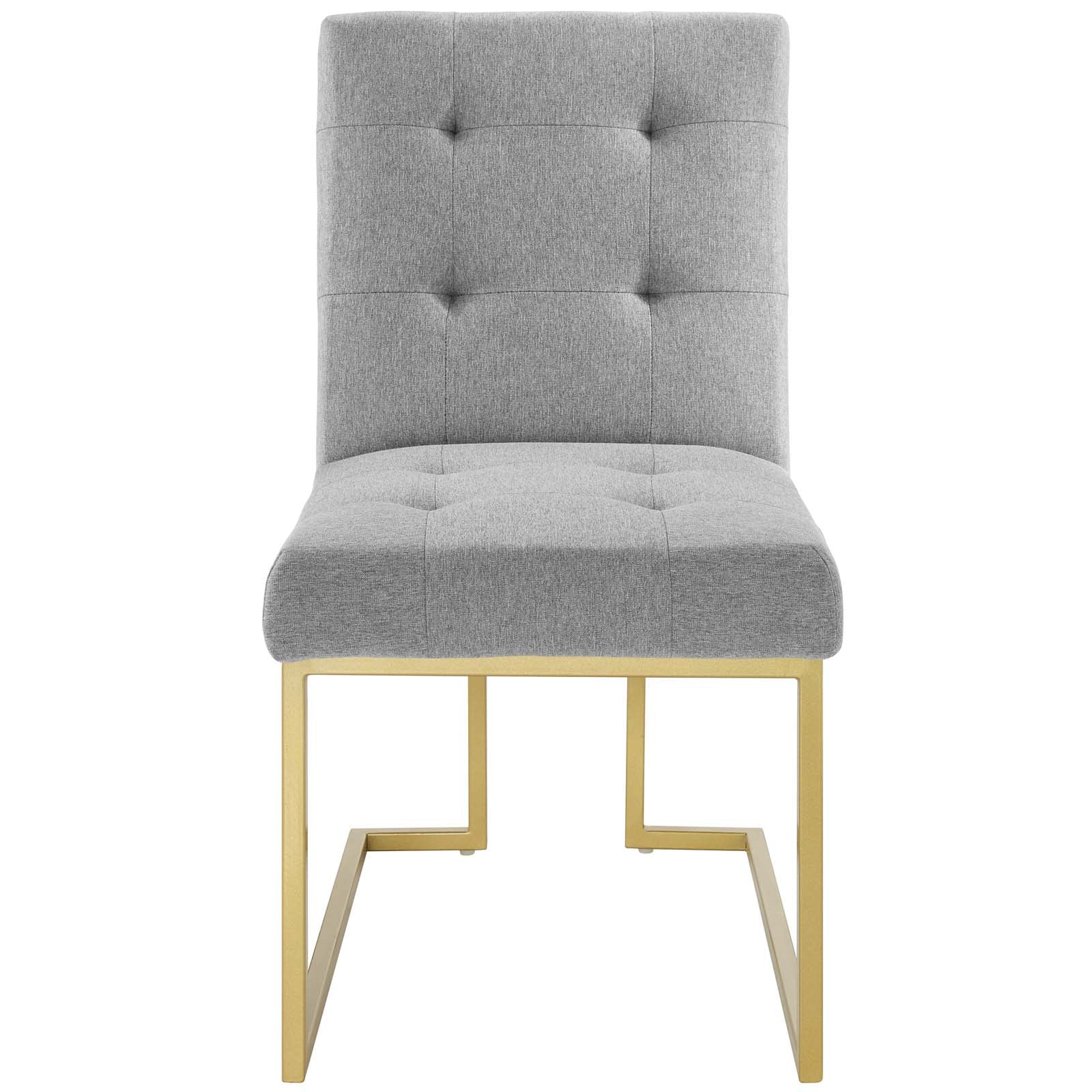 Modway Dining Chairs - Privy Gold Stainless Steel Upholstered Fabric Dining Accent Chair Gold Light Gray