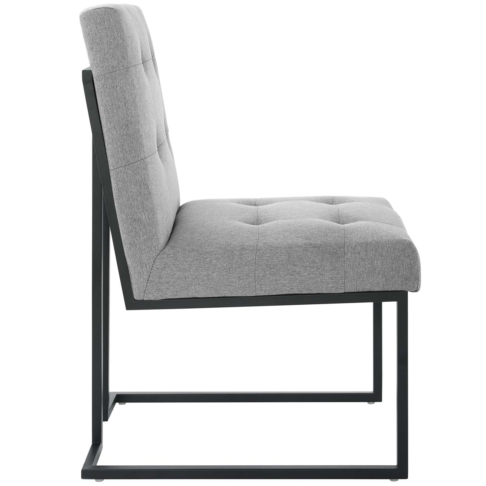 Modway Dining Chairs - Privy Black Stainless Steel Upholstered Fabric Dining Chair Black Light Gray