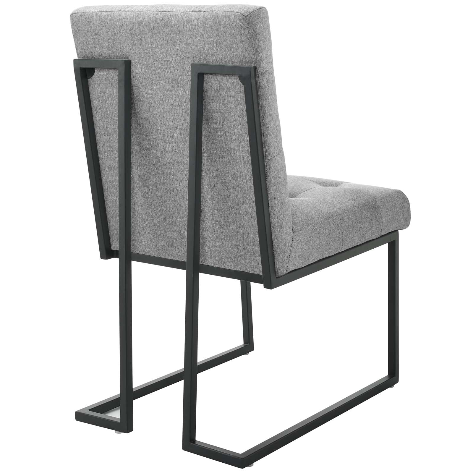 Modway Dining Chairs - Privy Black Stainless Steel Upholstered Fabric Dining Chair Black Light Gray