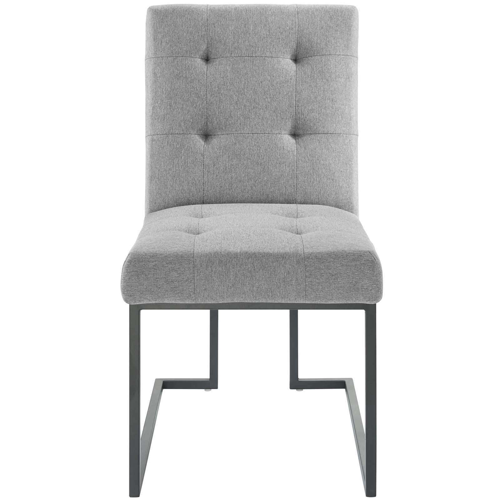 Modway Dining Chairs - Privy Black Stainless Steel Upholstered Fabric Dining Chair Black Light Gray