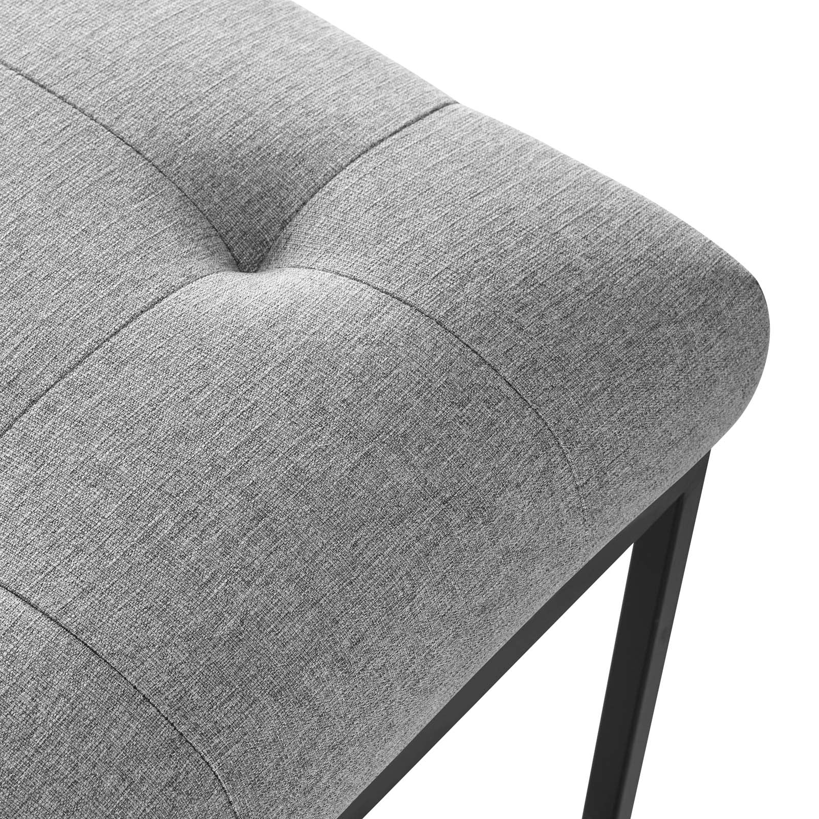 Modway Dining Chairs - Privy Black Stainless Steel Upholstered Fabric Dining Chair Black Light Gray