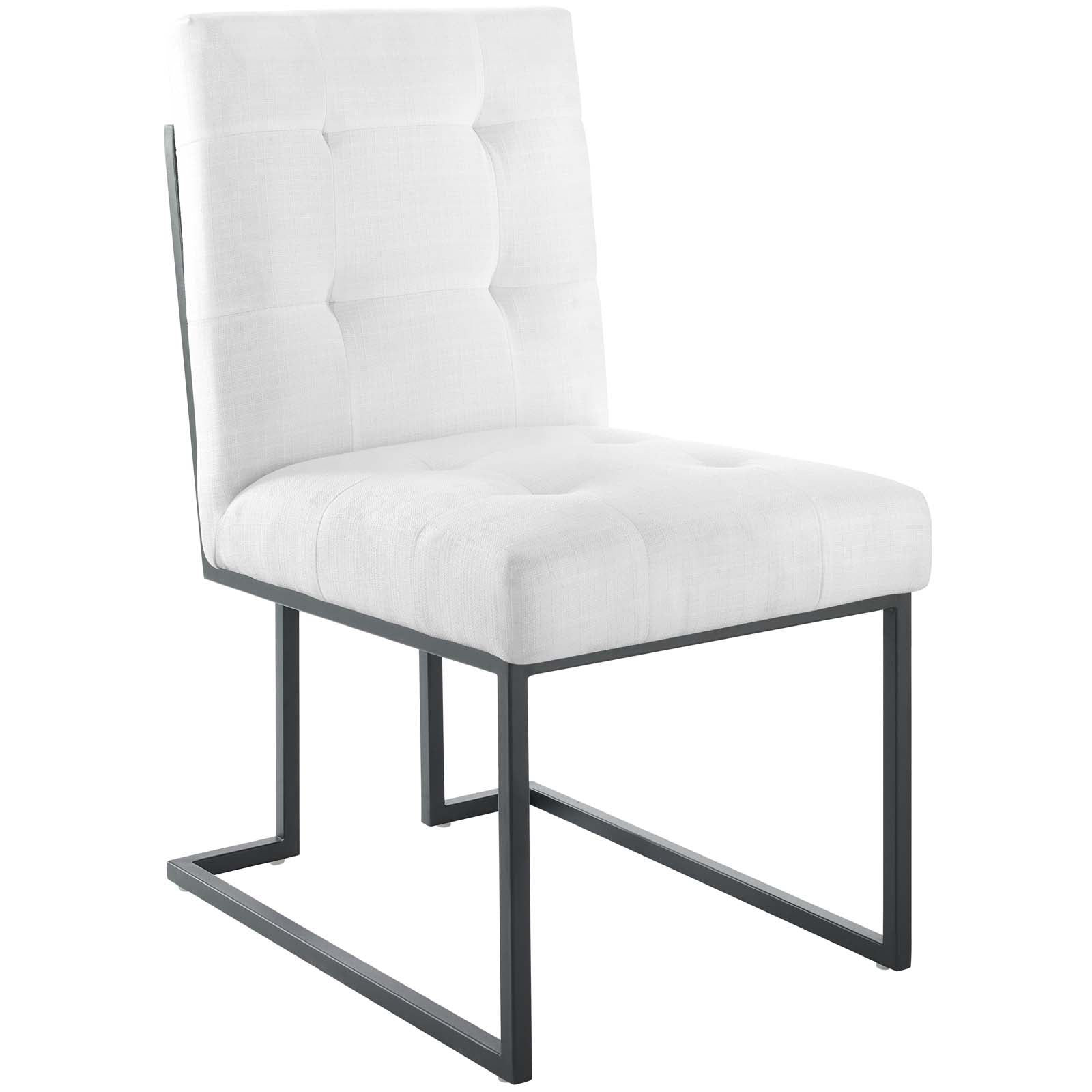 Modway Dining Chairs - Privy Black Stainless Steel Upholstered Fabric Dining Chair Black White