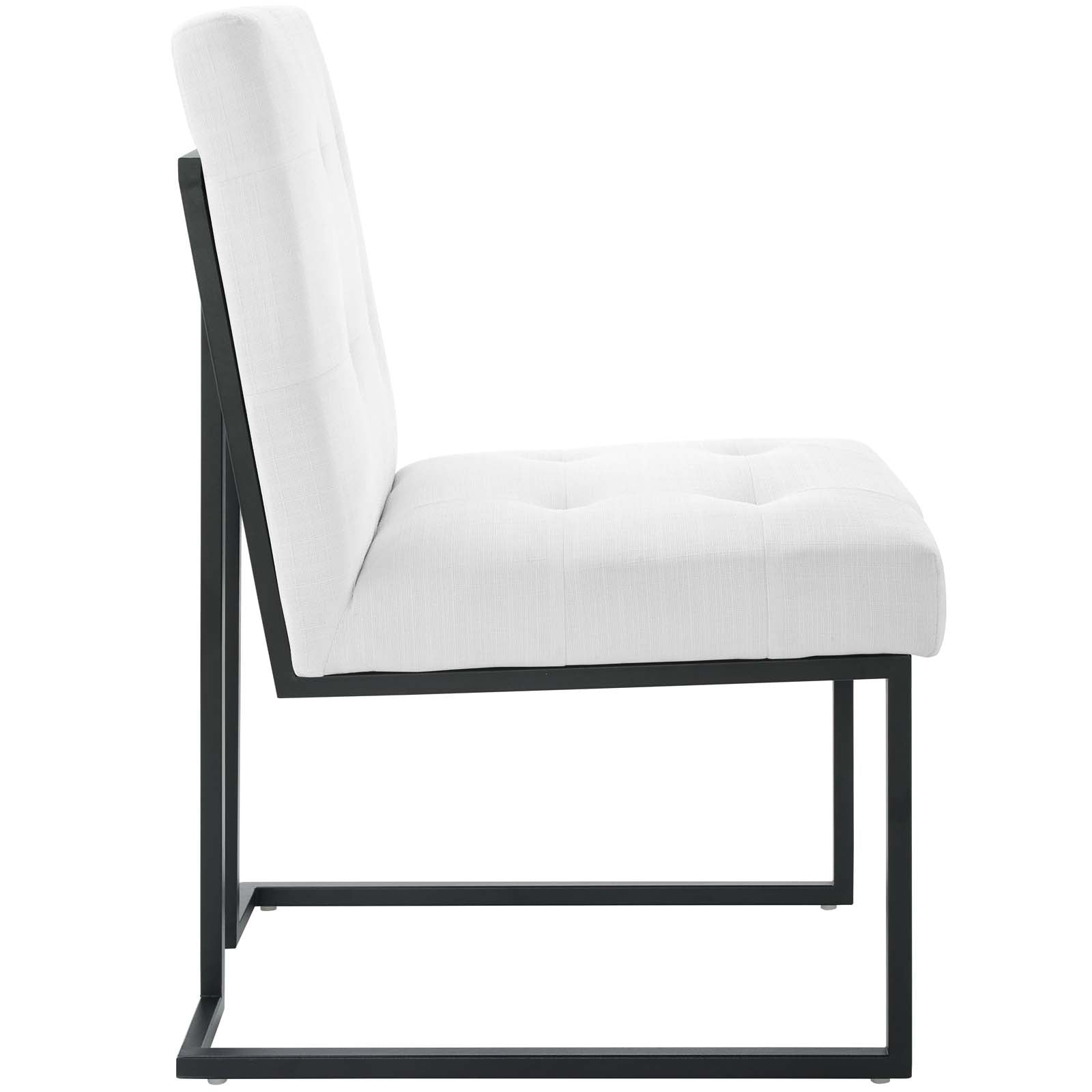 Modway Dining Chairs - Privy Black Stainless Steel Upholstered Fabric Dining Chair Black White