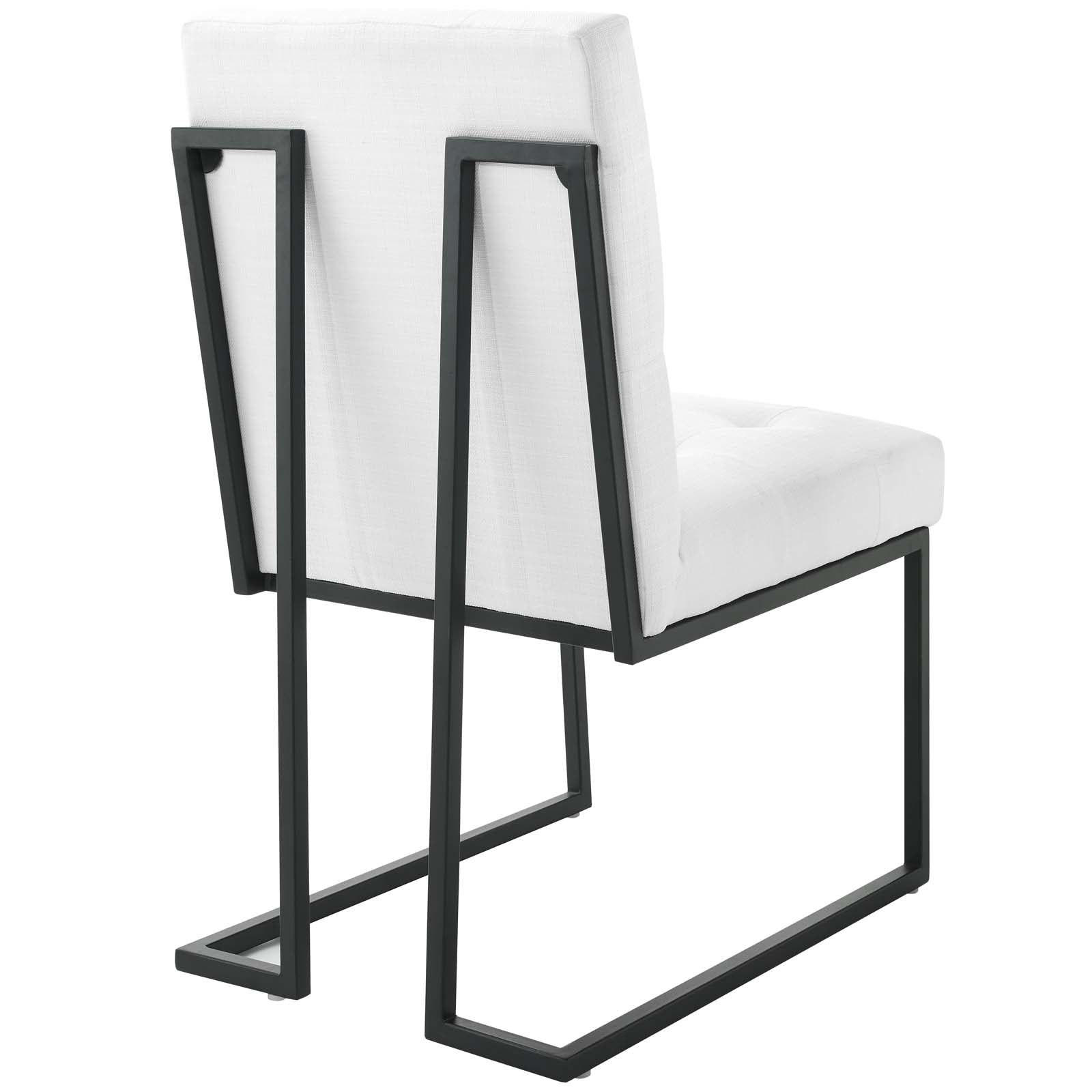 Modway Dining Chairs - Privy Black Stainless Steel Upholstered Fabric Dining Chair Black White