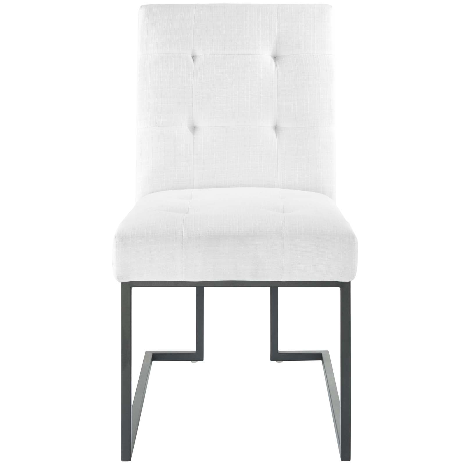 Modway Dining Chairs - Privy Black Stainless Steel Upholstered Fabric Dining Chair Black White