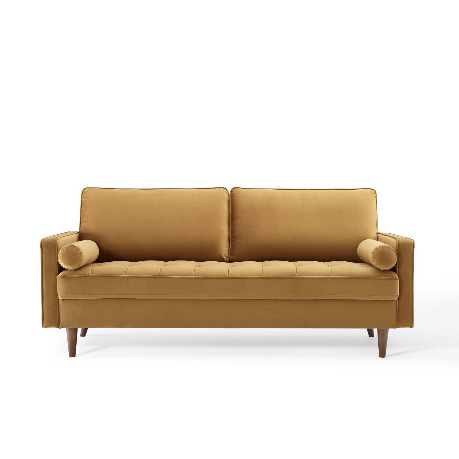 Modway Sofas & Couches - Valour Performance Velvet Sofa Cognac