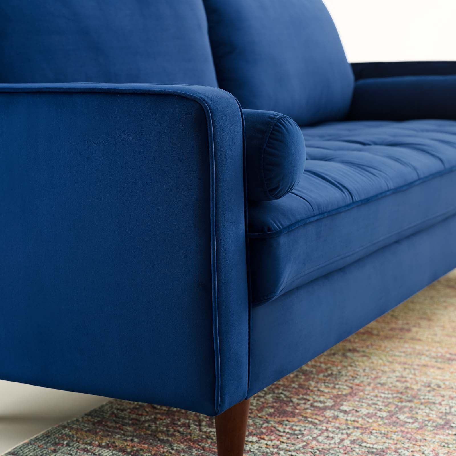 Modway Sofas & Couches - Valour Performance Velvet Sofa Navy