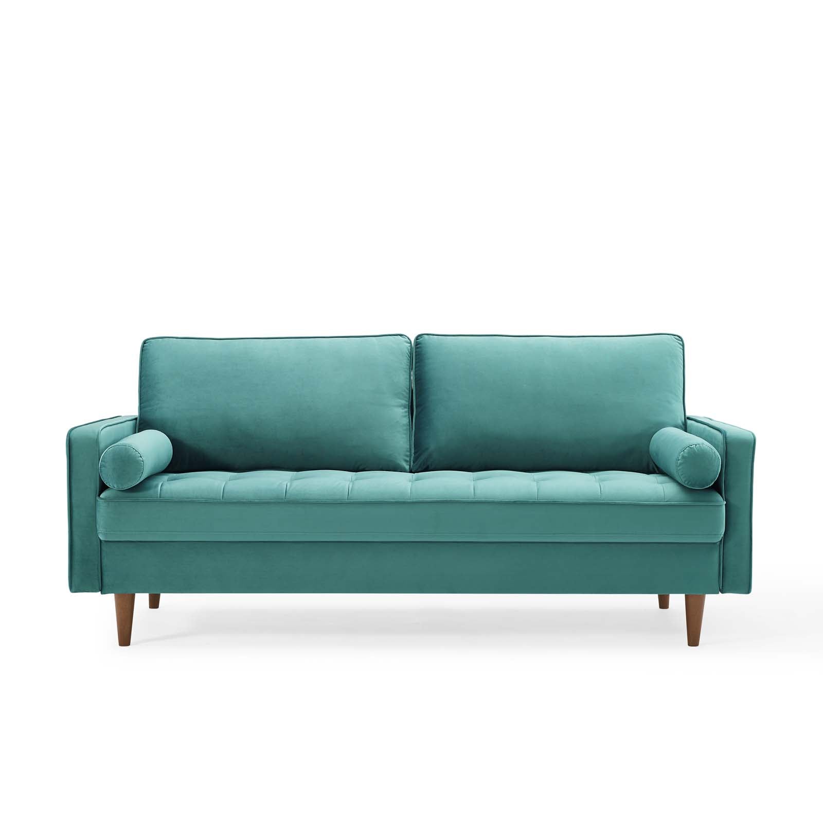 Modway Sofas & Couches - Valour Performance Velvet Sofa Teal