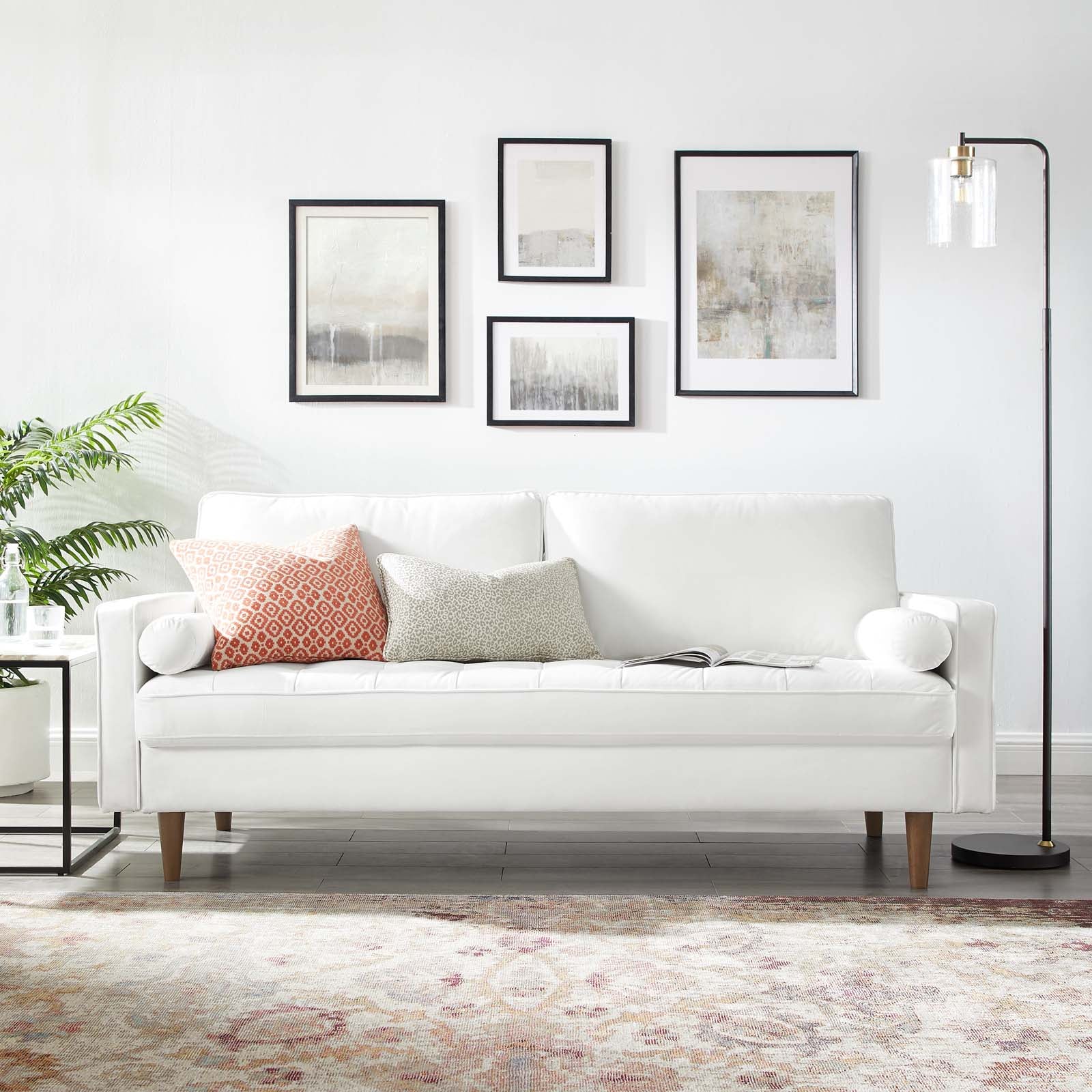 Modway Sofas & Couches - Valour Performance Velvet Sofa White