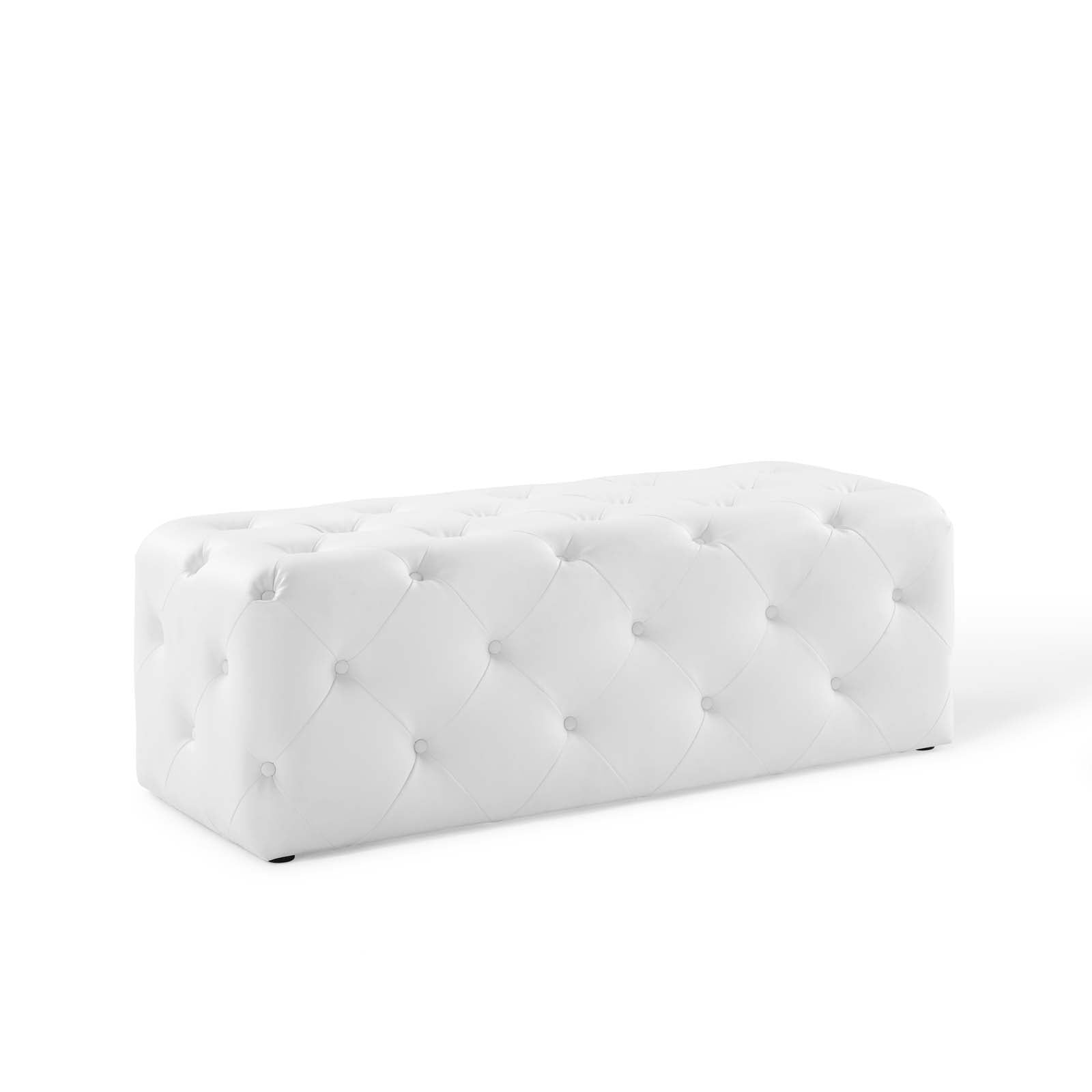 Modway Benches - Amour 48" Tufted Button Entryway Faux Leather Bench White
