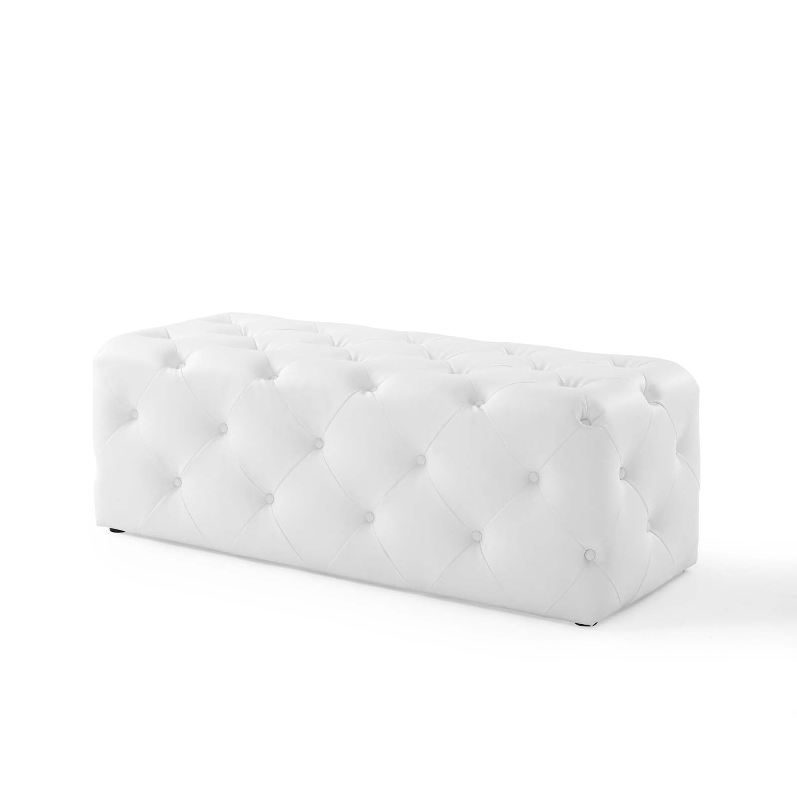 Modway Benches - Amour 48" Tufted Button Entryway Faux Leather Bench White