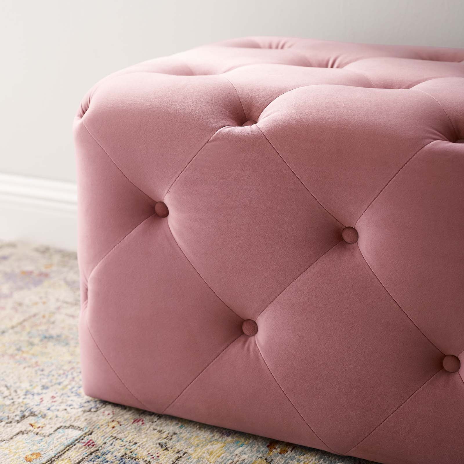 Modway Benches - Amour 48" Tufted Button Entryway Performance Velvet Bench Dusty Rose