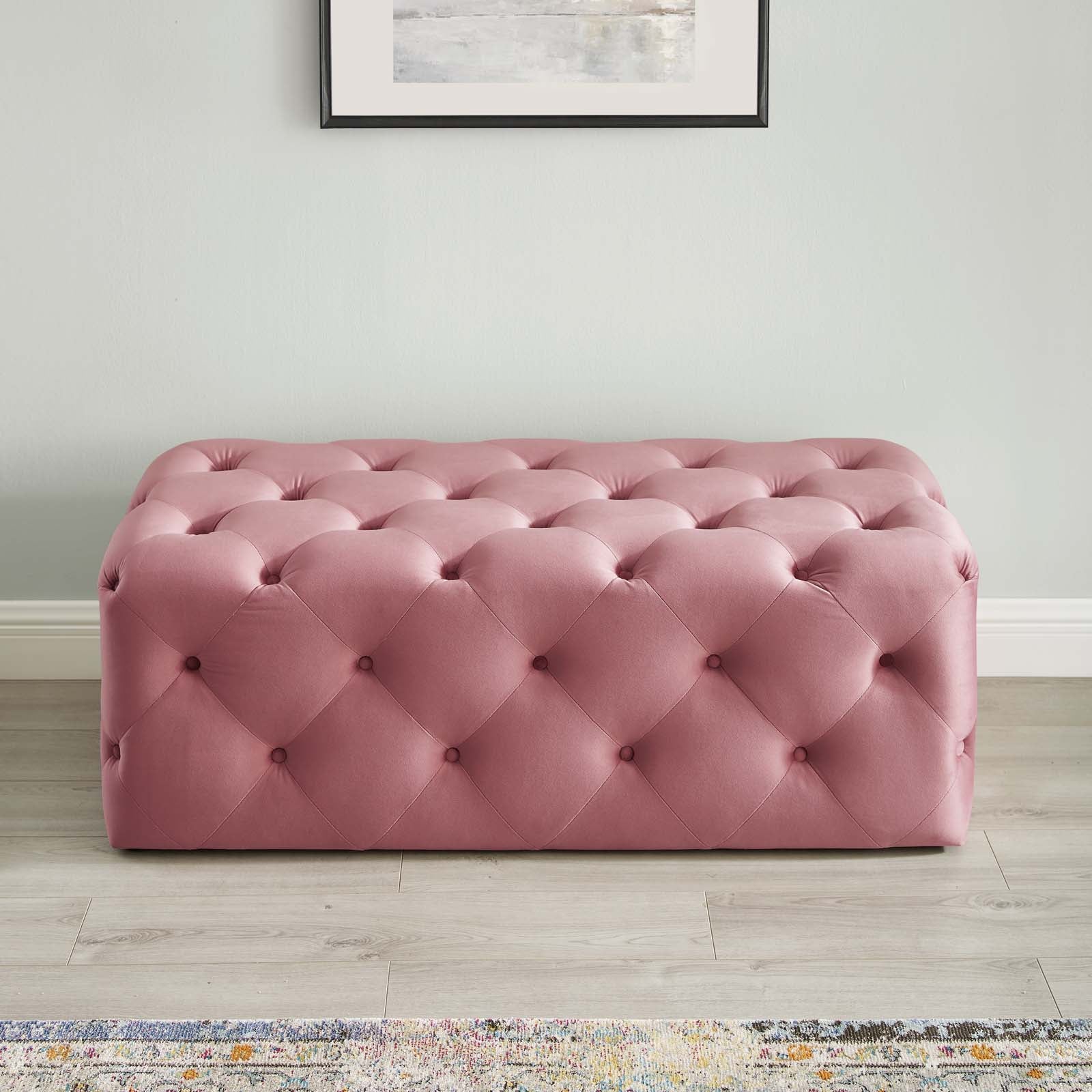 Modway Benches - Amour 48" Tufted Button Entryway Performance Velvet Bench Dusty Rose