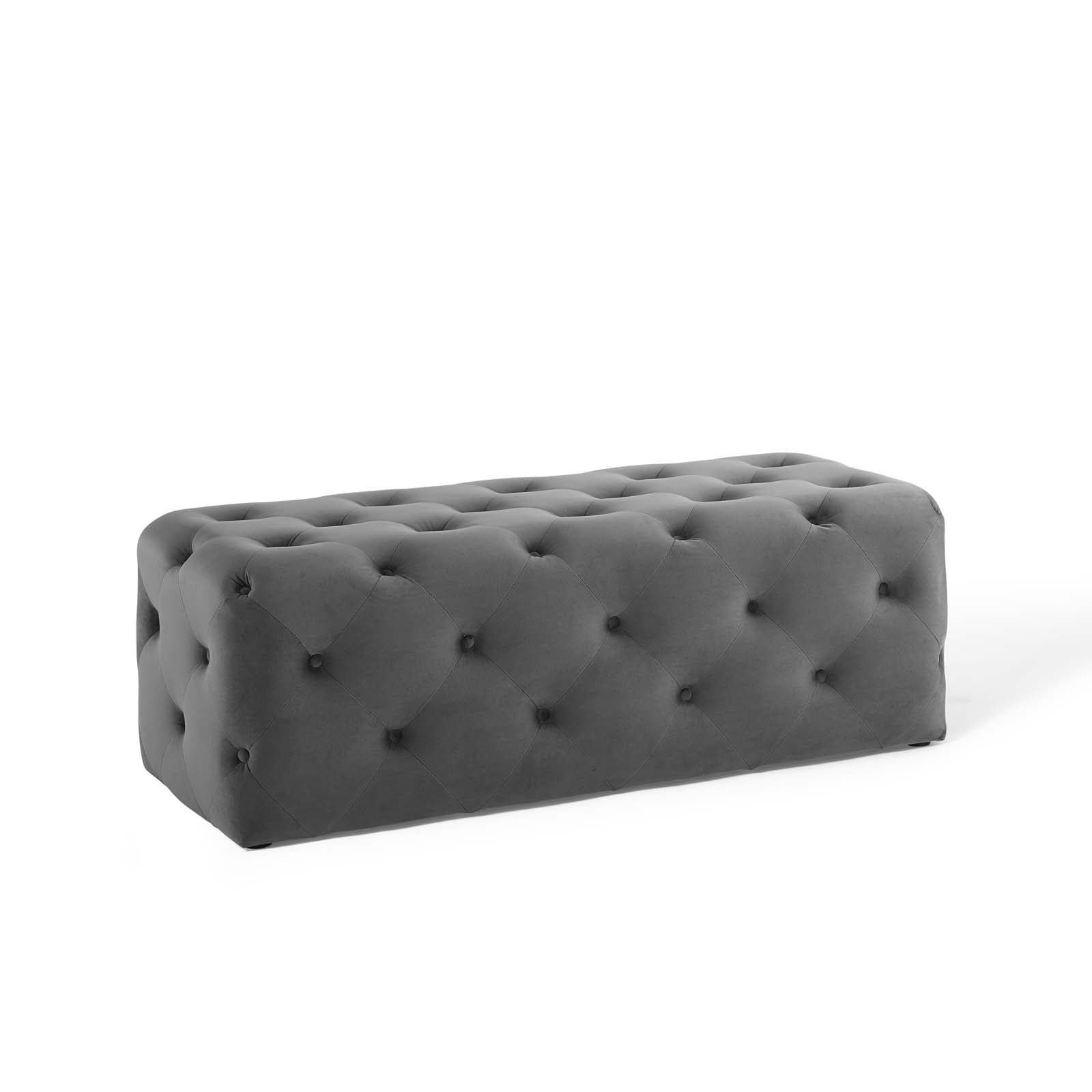 Modway Benches - Amour 48" Tufted Button Entryway Performance Velvet Bench Gray