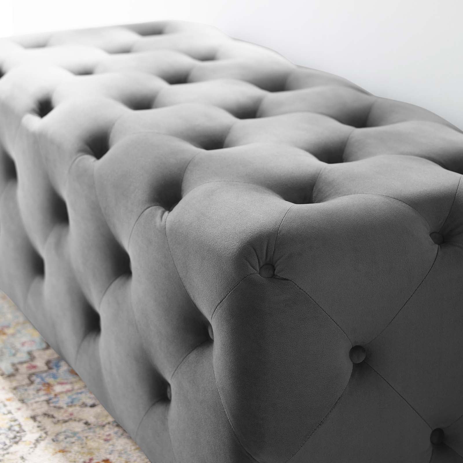 Modway Benches - Amour 48" Tufted Button Entryway Performance Velvet Bench Gray