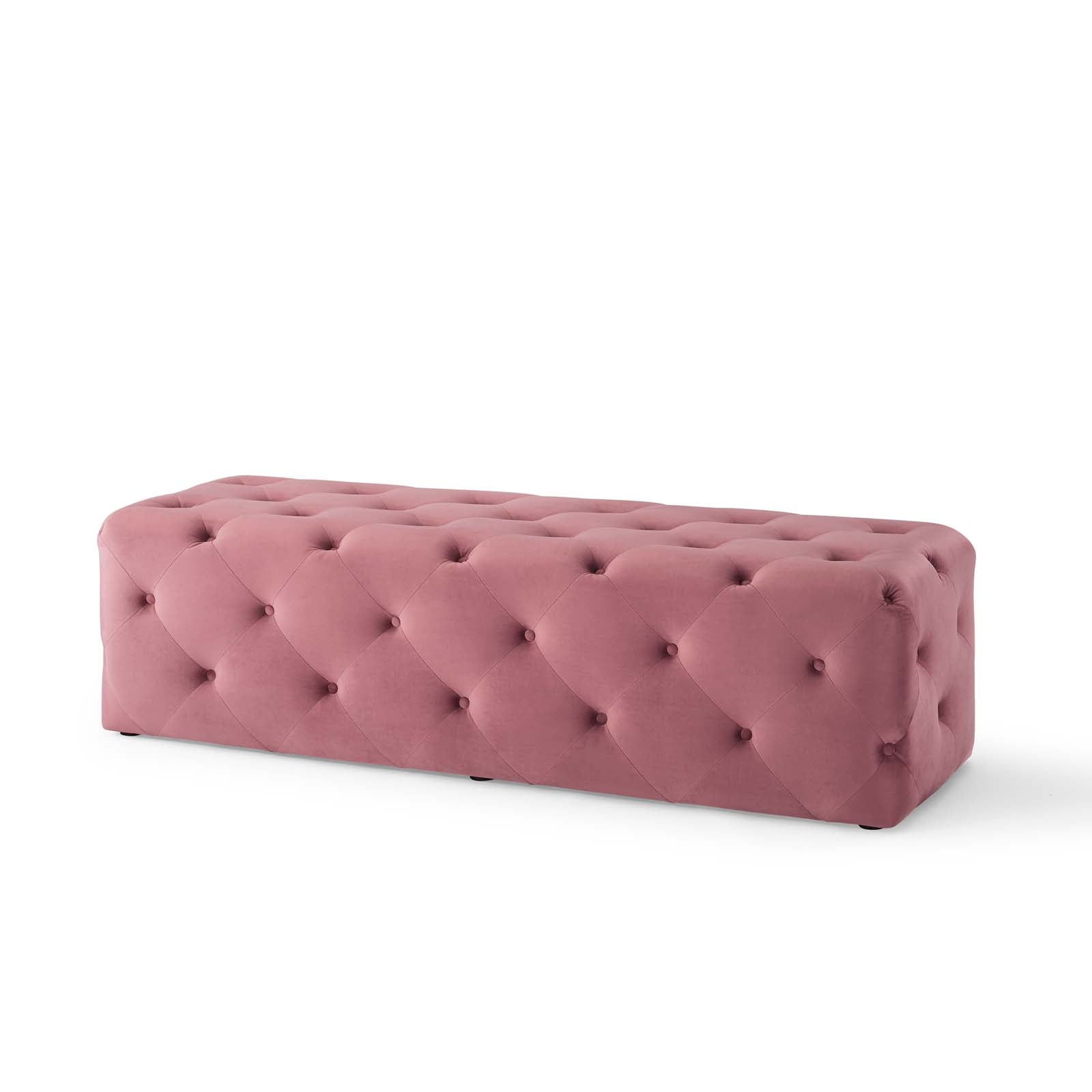 Modway Benches - Amour 60" Tufted Button Entryway Performance Velvet Bench Dusty Rose
