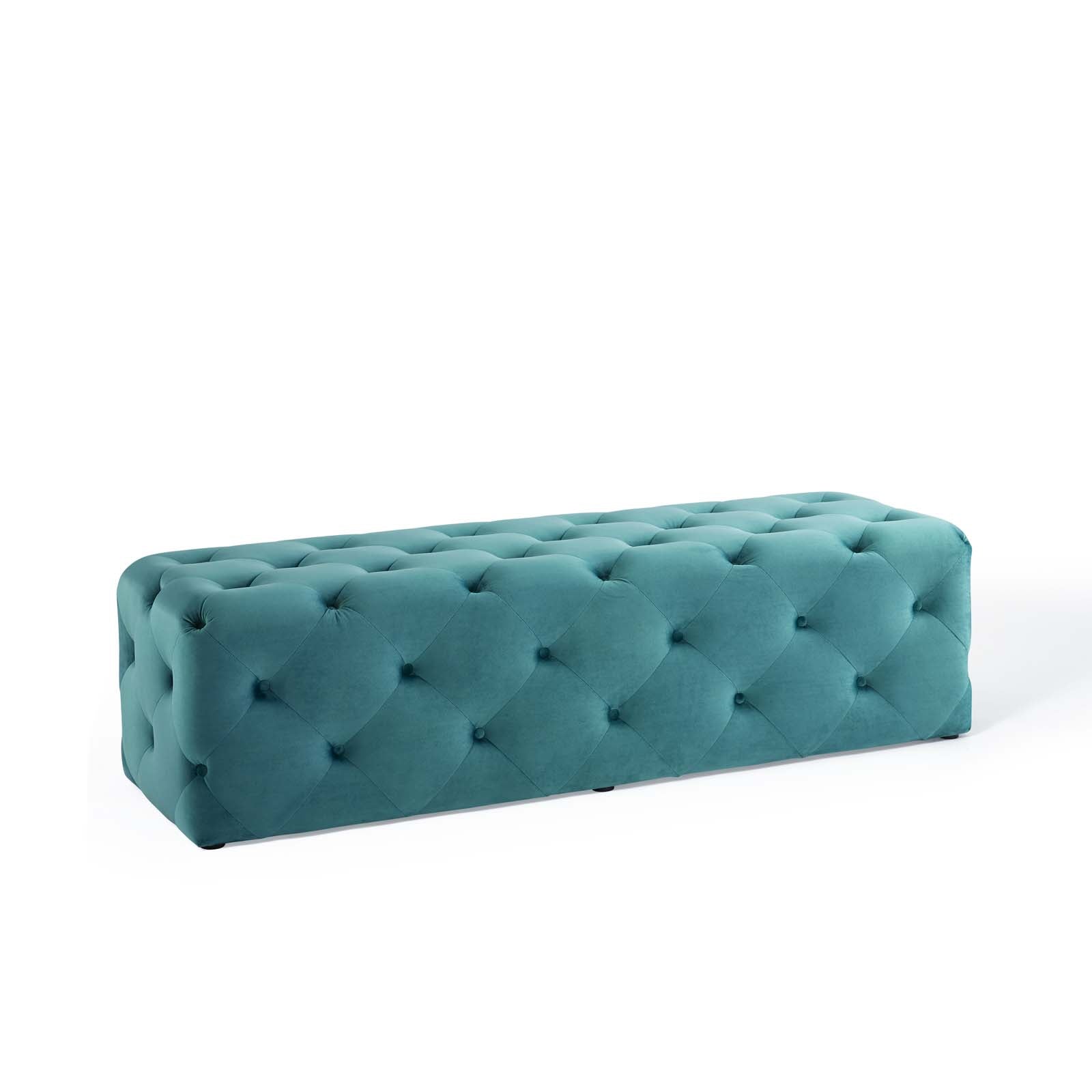 Modway Benches - Amour 60" Tufted Button Entryway Performance Velvet Bench Sea Blue