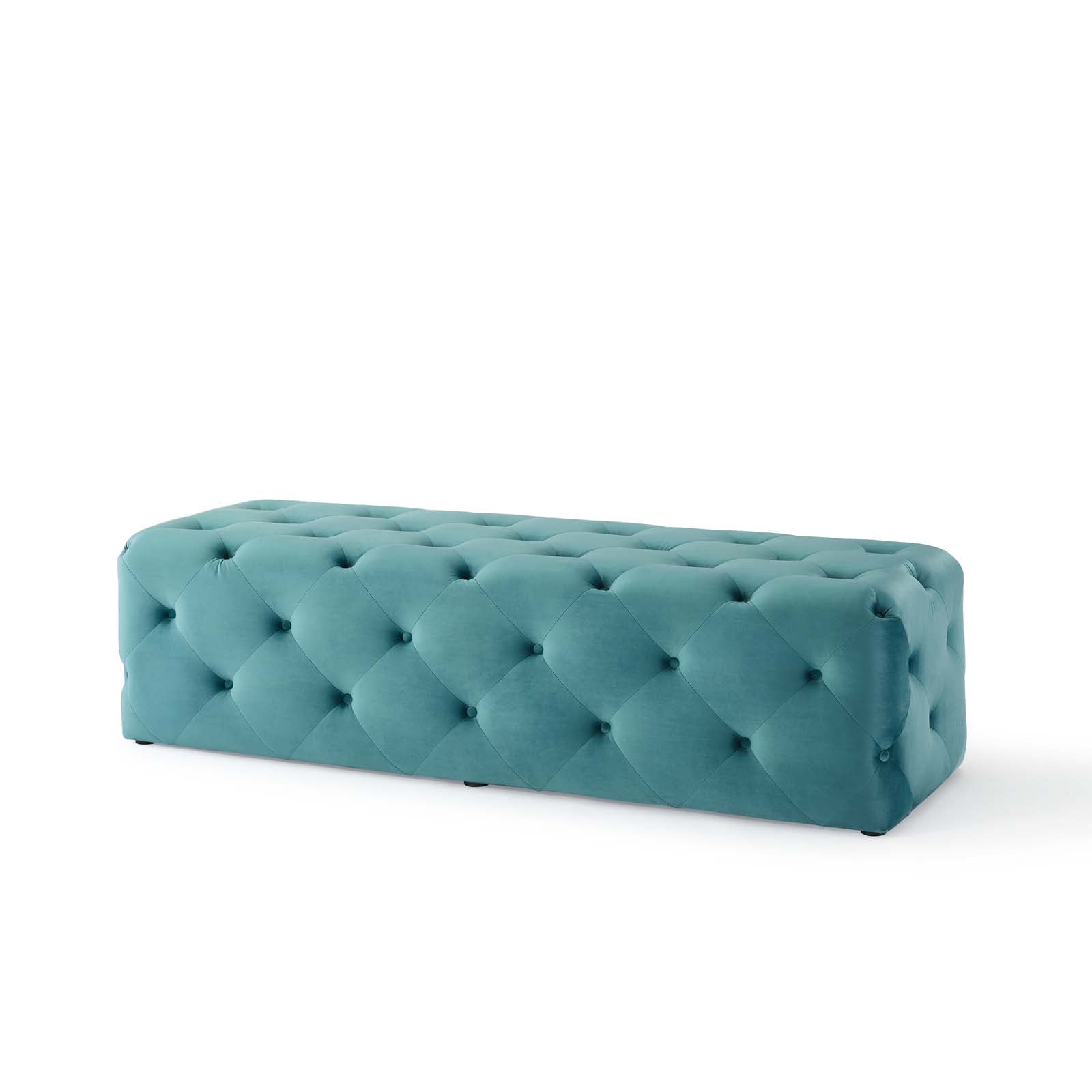 Modway Benches - Amour 60" Tufted Button Entryway Performance Velvet Bench Sea Blue