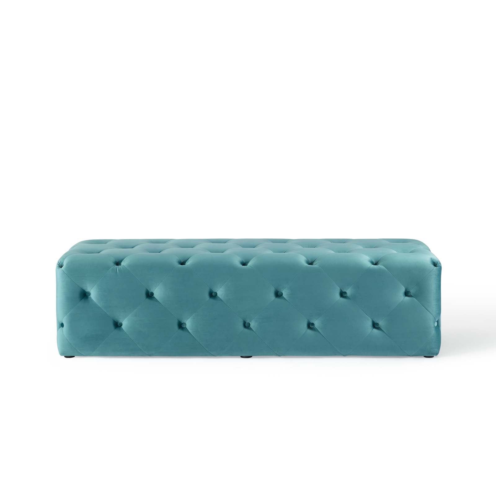 Modway Benches - Amour 60" Tufted Button Entryway Performance Velvet Bench Sea Blue