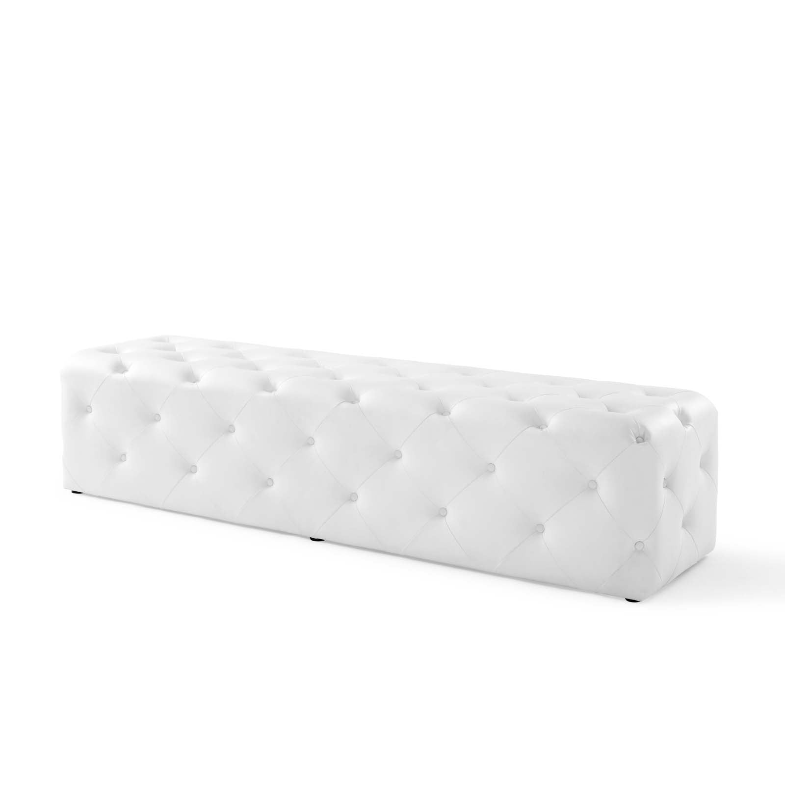Modway Benches - Amour 72" Tufted Button Entryway Faux Leather Bench White