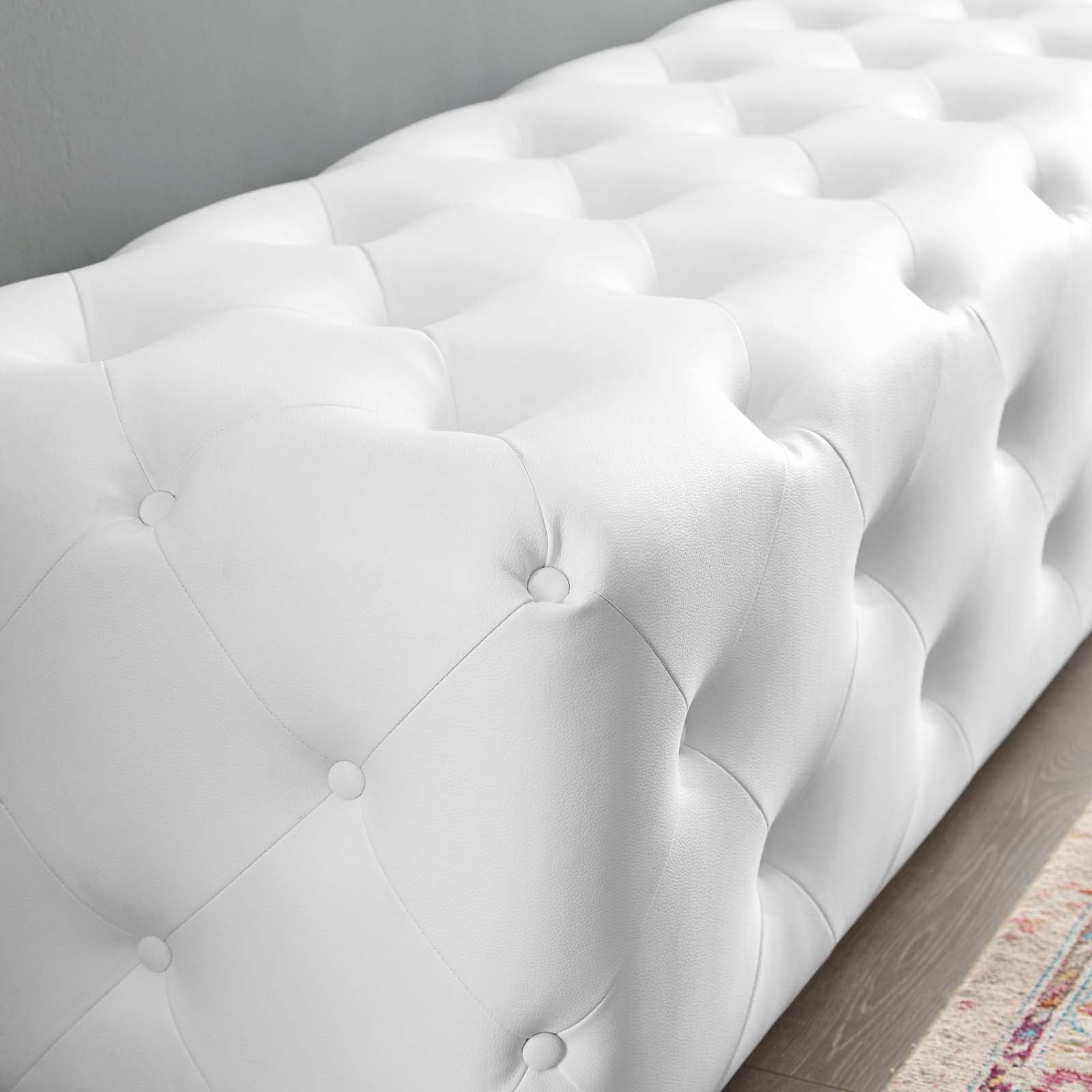 Modway Benches - Amour 72" Tufted Button Entryway Faux Leather Bench White