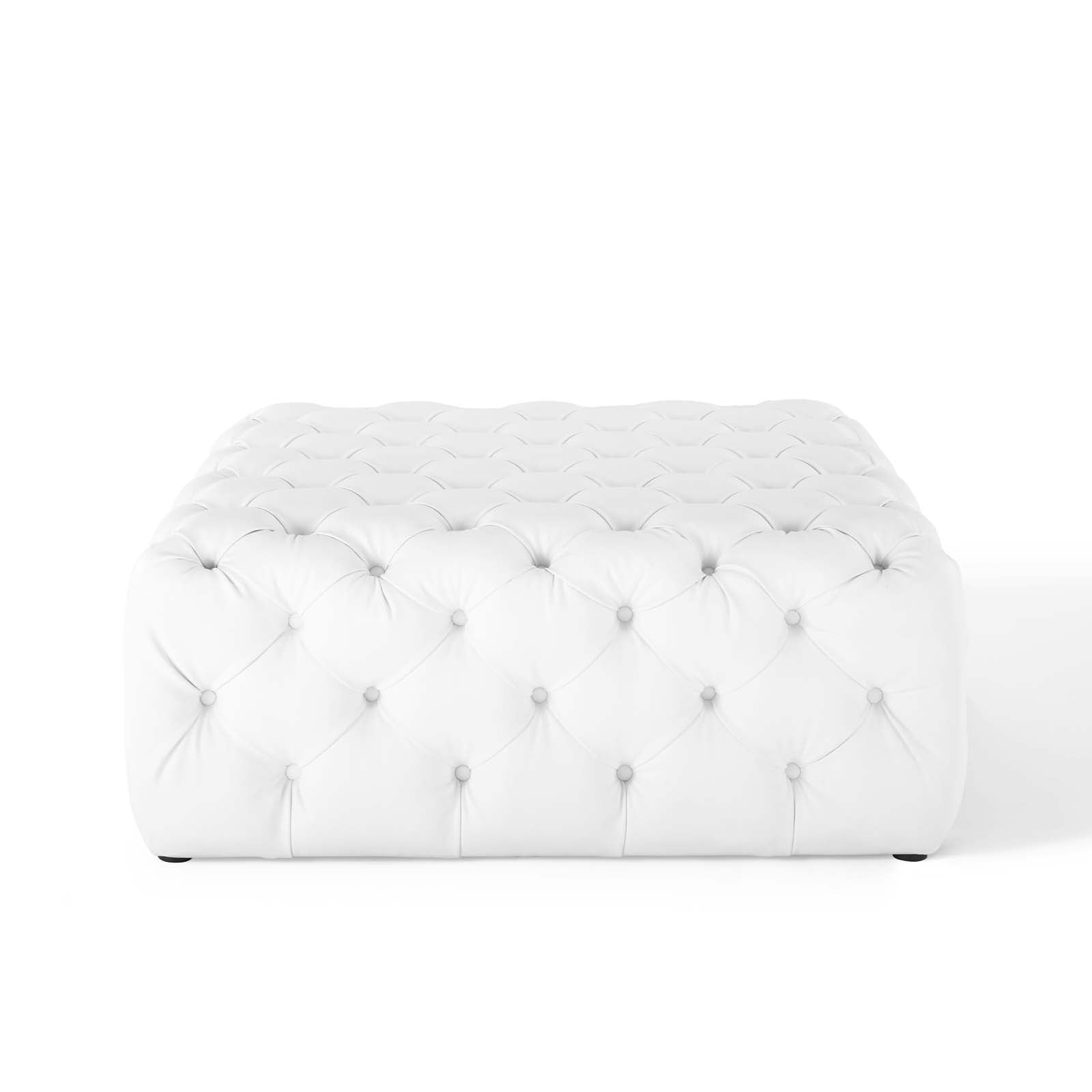 Modway Ottomans & Stools - Amour Tufted Button Large Square Faux Leather Ottoman White