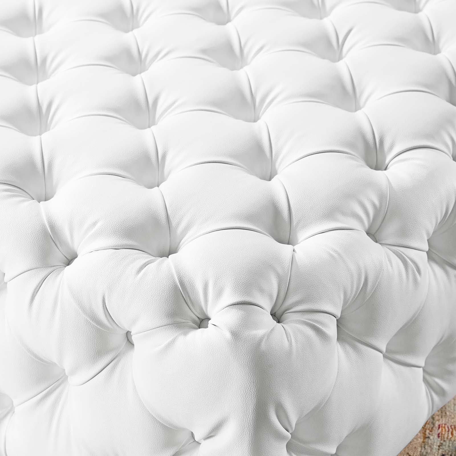 Modway Ottomans & Stools - Amour Tufted Button Large Square Faux Leather Ottoman White