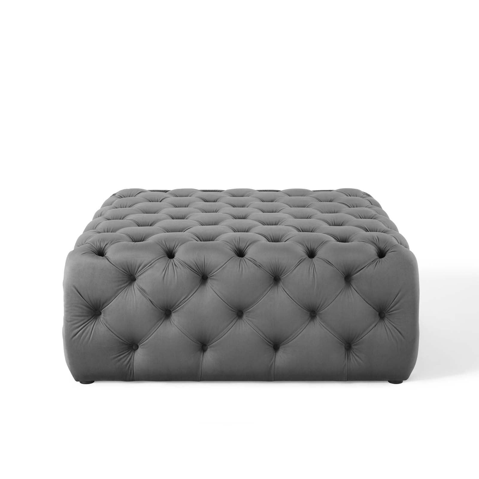 Modway Ottomans & Stools - Amour Tufted Button Large Square Performance Velvet Ottoman Gray